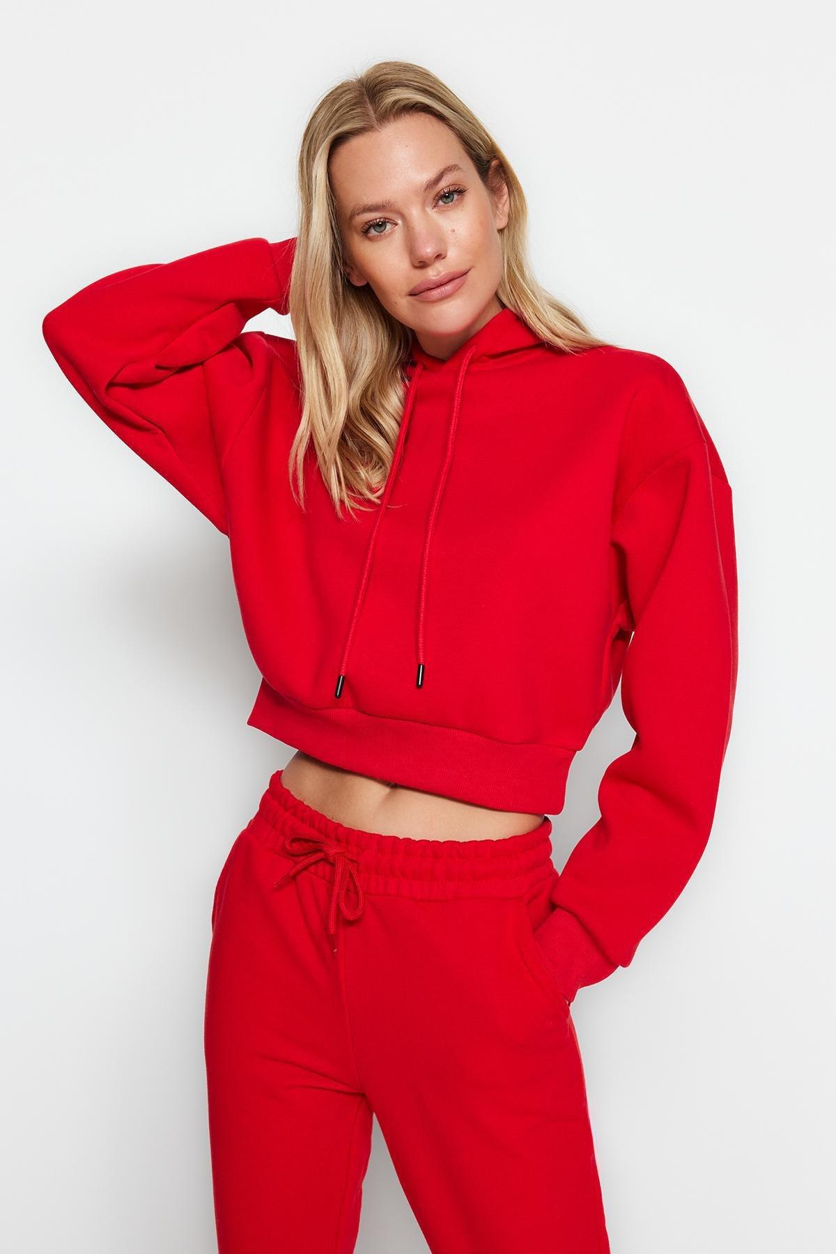 Red Thick Fleece Hoodie, , large image number 1