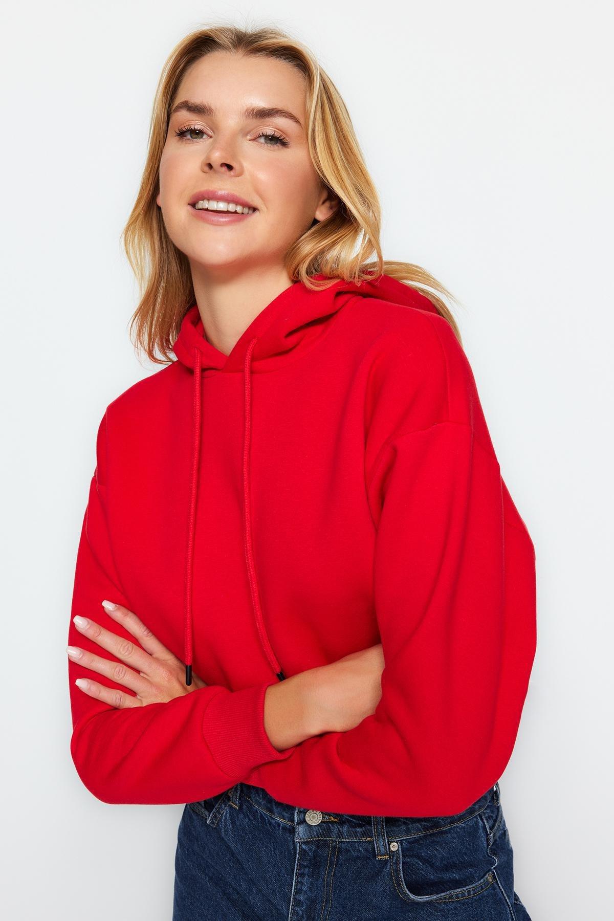Red Thick Fleece Hoodie, , large image number 6