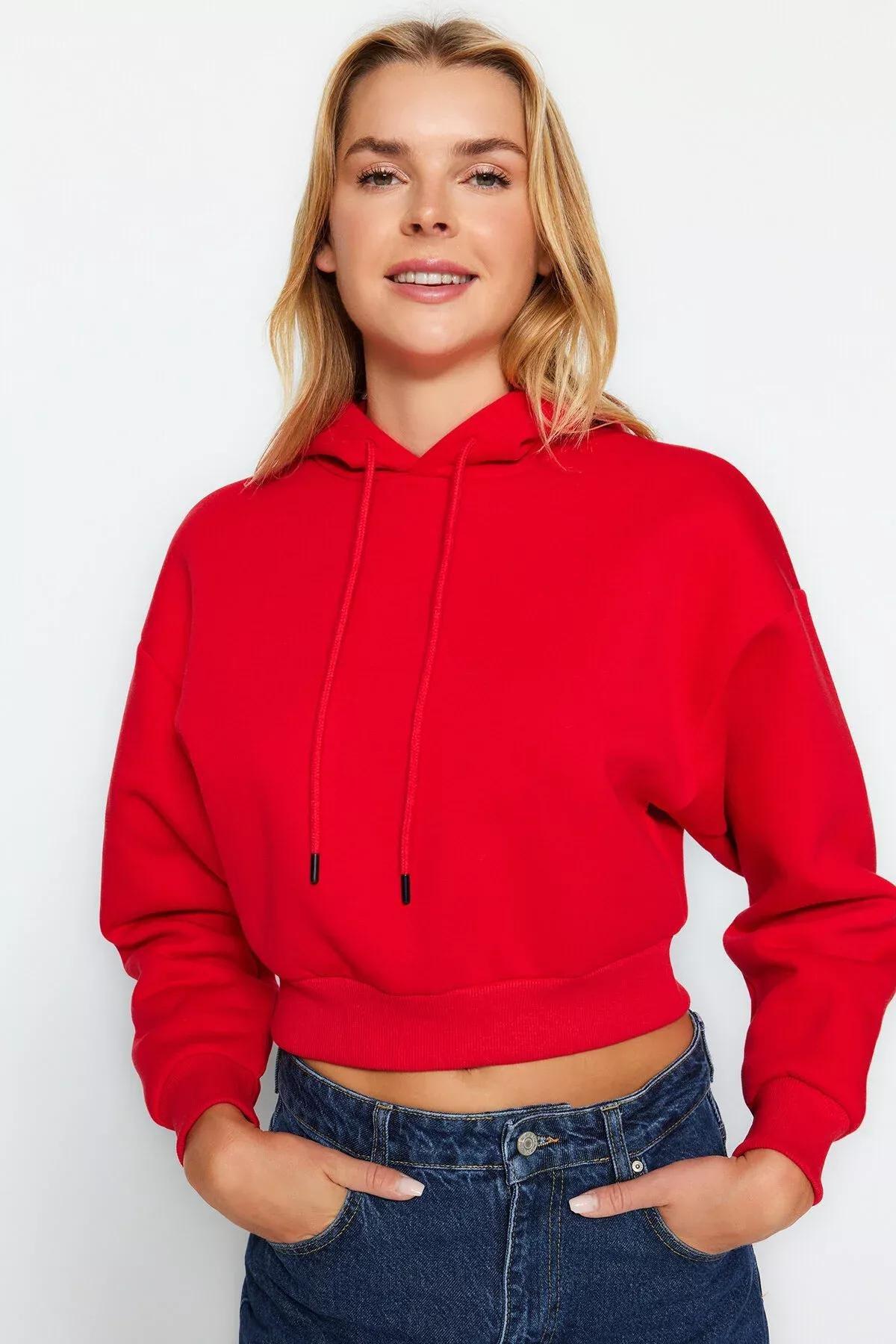 Red Thick Fleece Hoodie, Red, large image number 7