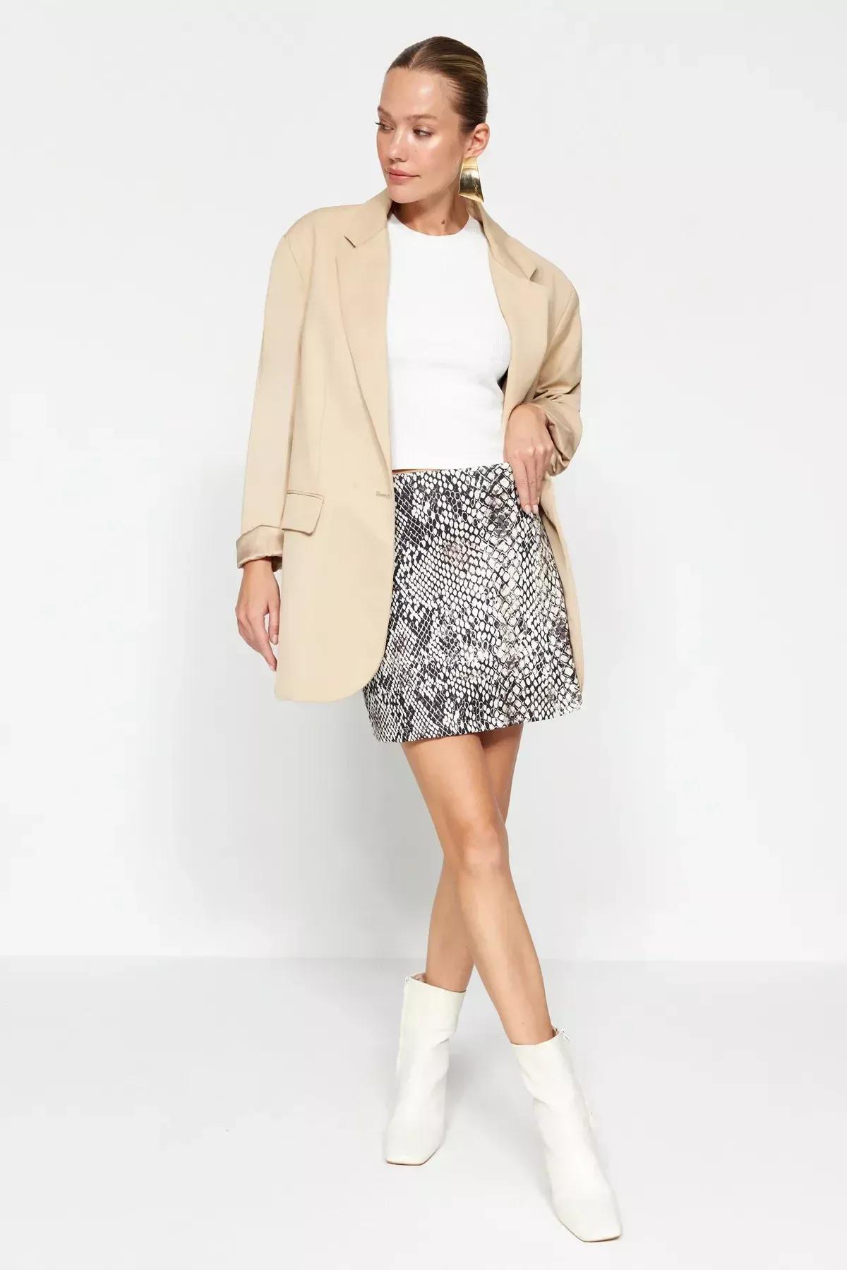 Multicolour High Waist Slit Interlock Mini Skirt, C101_1704, large image number 3
