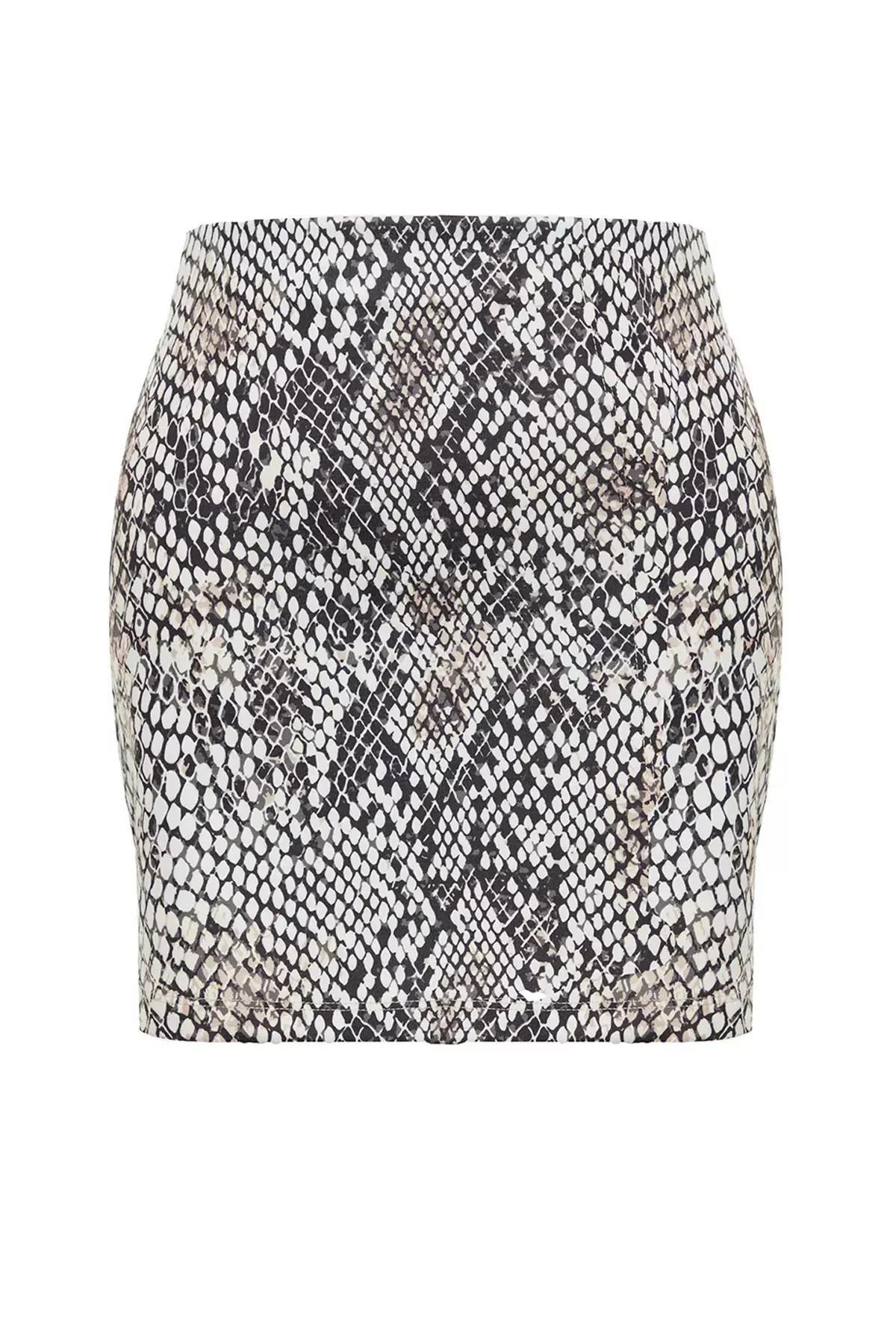 Multicolour High Waist Slit Interlock Mini Skirt, C101_1704, large image number 5