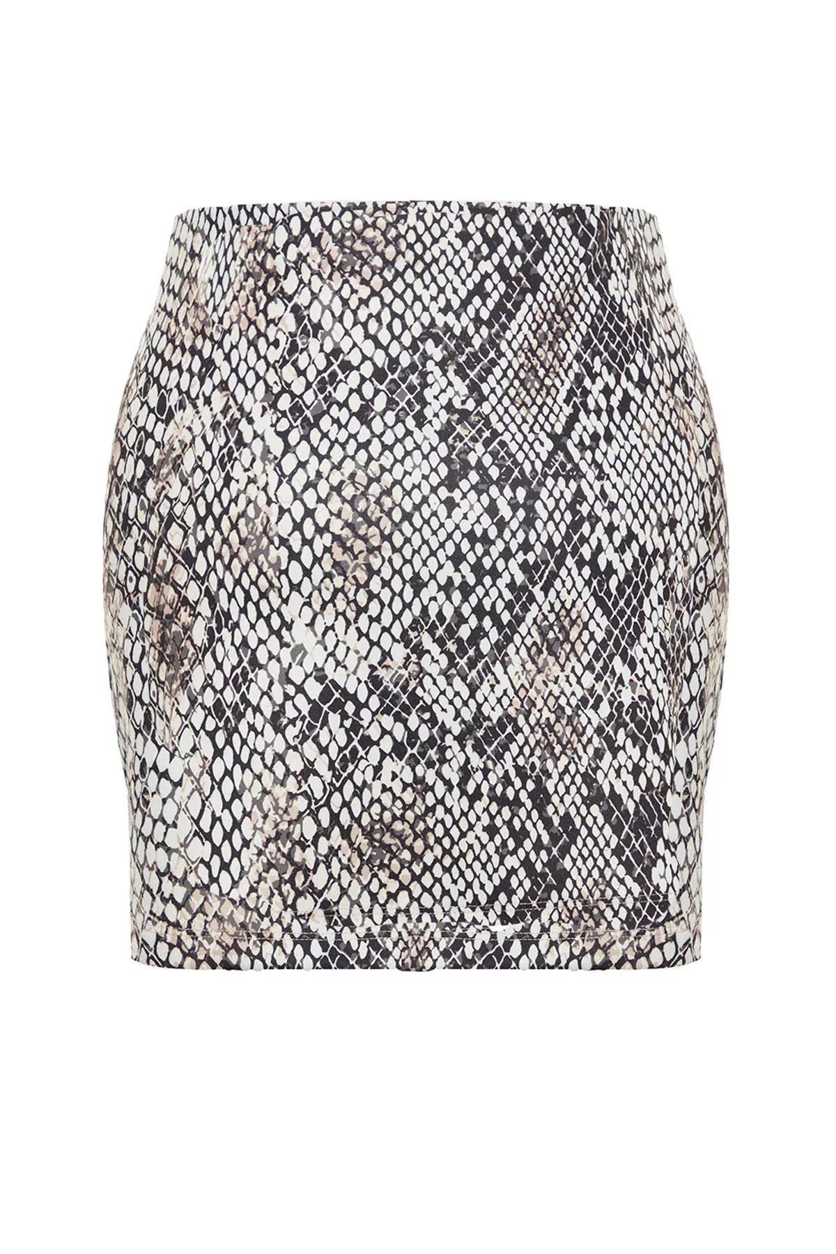 Multicolour High Waist Slit Interlock Mini Skirt, C101_1704, large image number 7