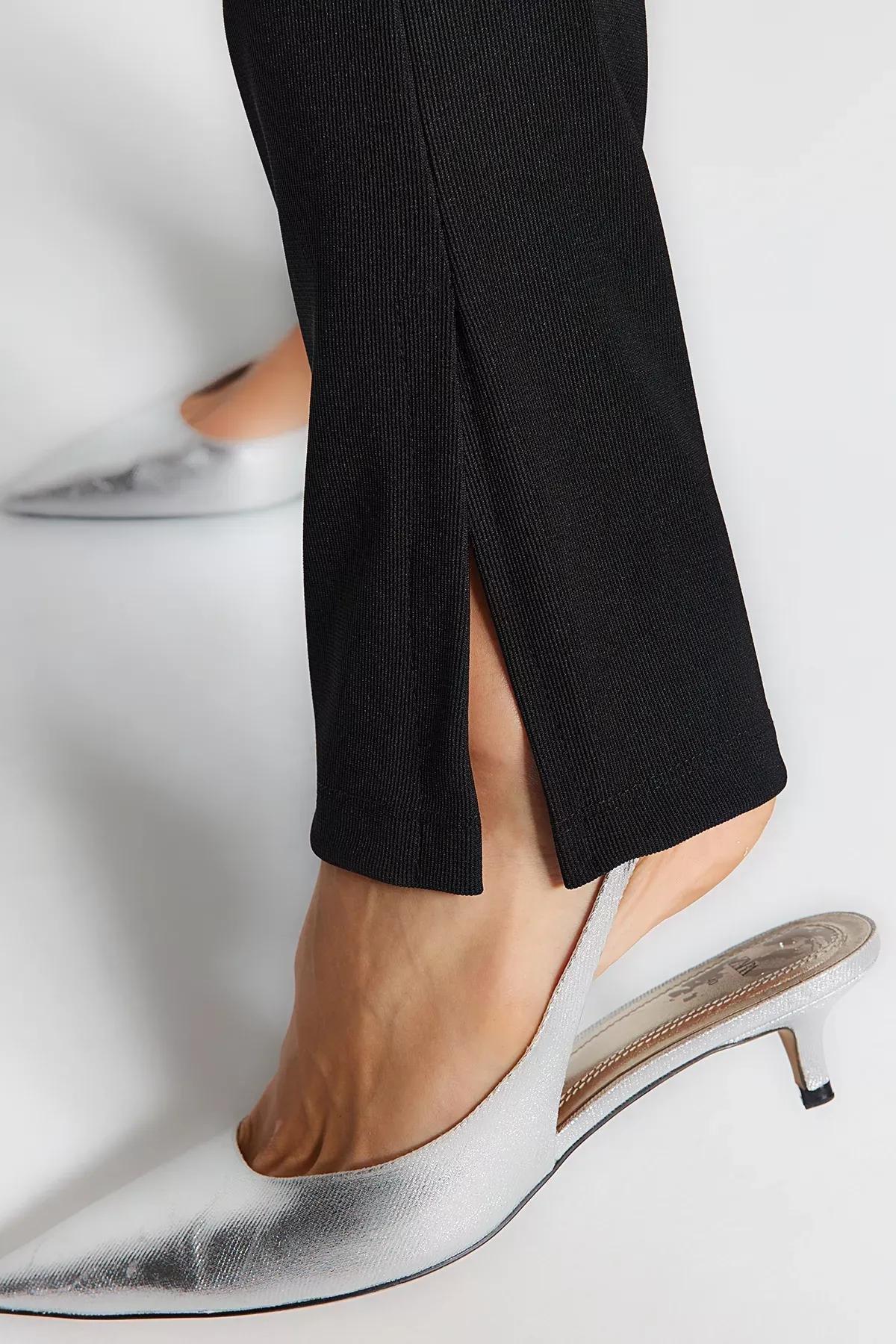 ليجينز مُحاك بخصر مرتفع، أسود, BLACK, large image number 5