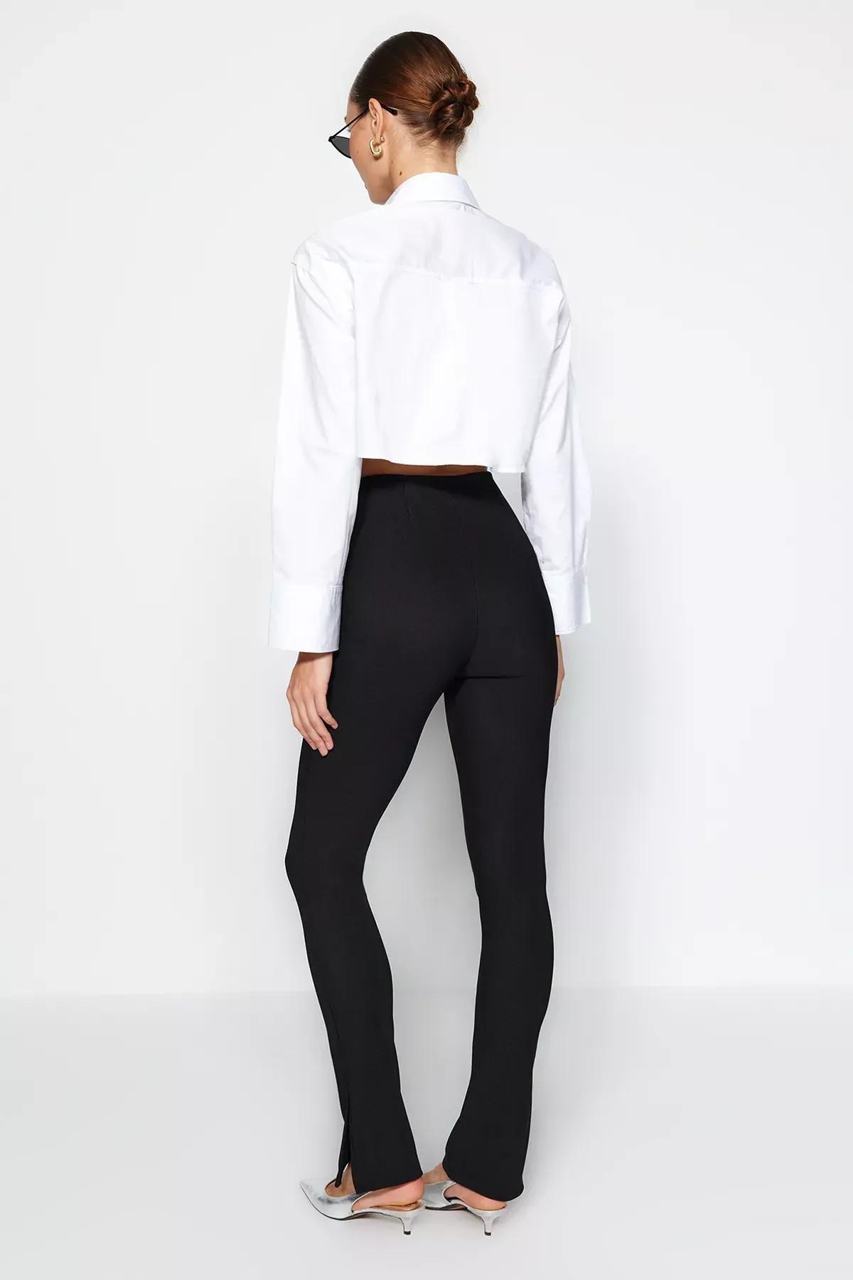 ليجينز مُحاك بخصر مرتفع، أسود, BLACK, large image number 6