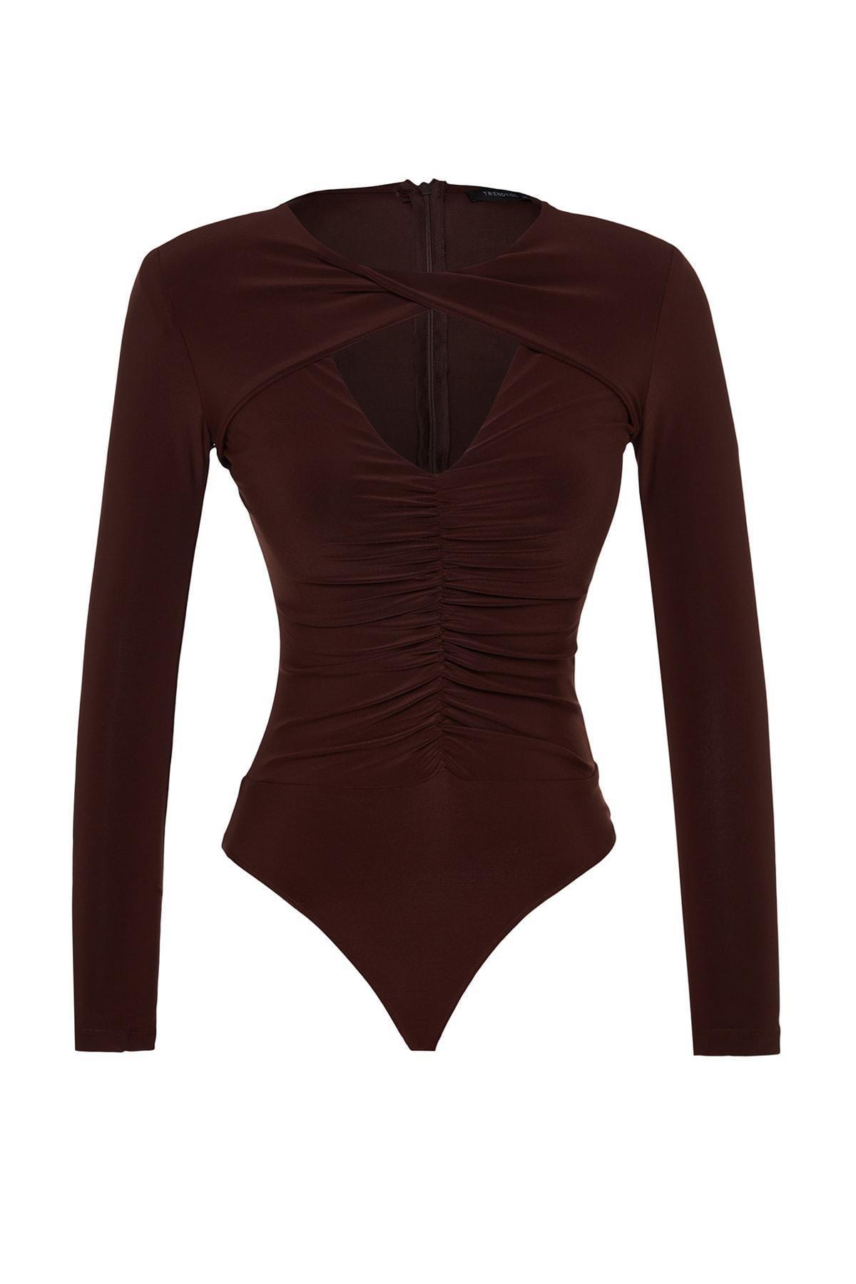 Brown Cut Out Knitted Body, , large image number 5
