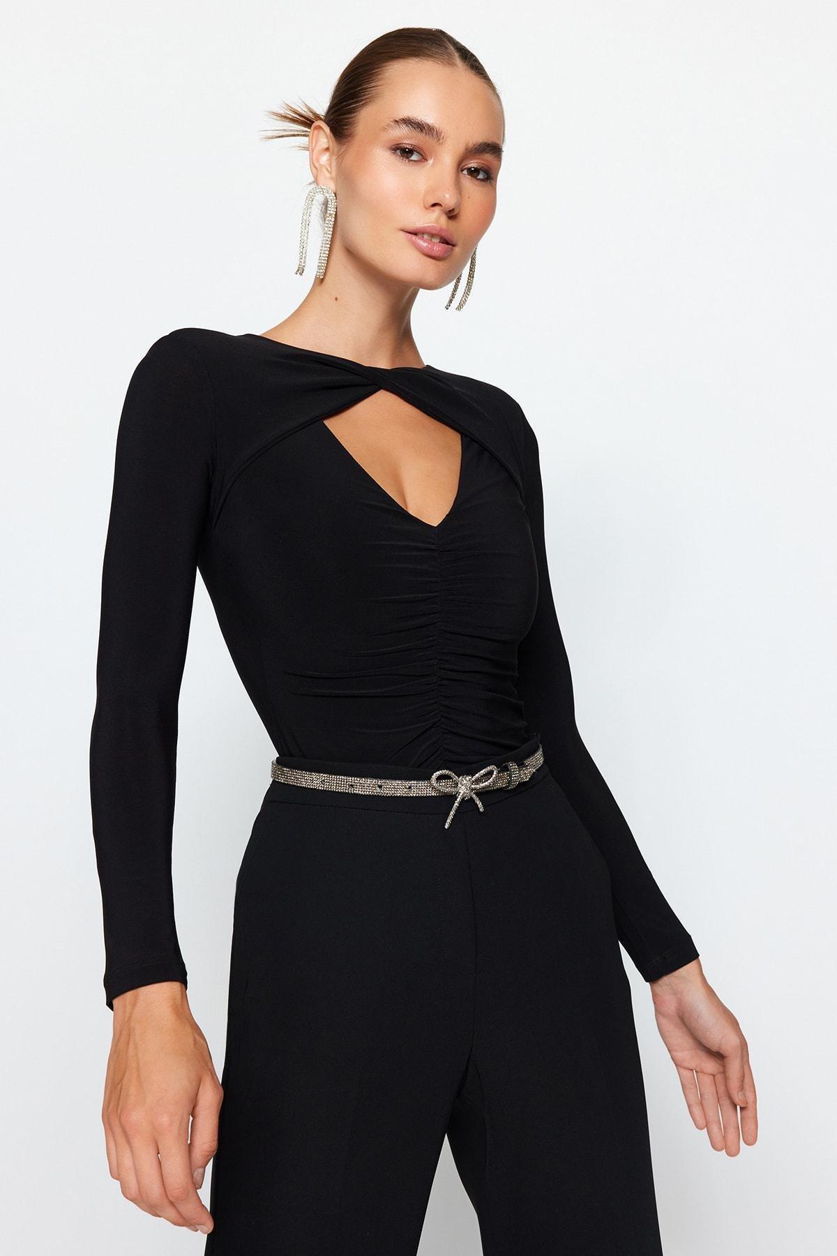 Black Knitted Body With Window Detail, , large image number 2