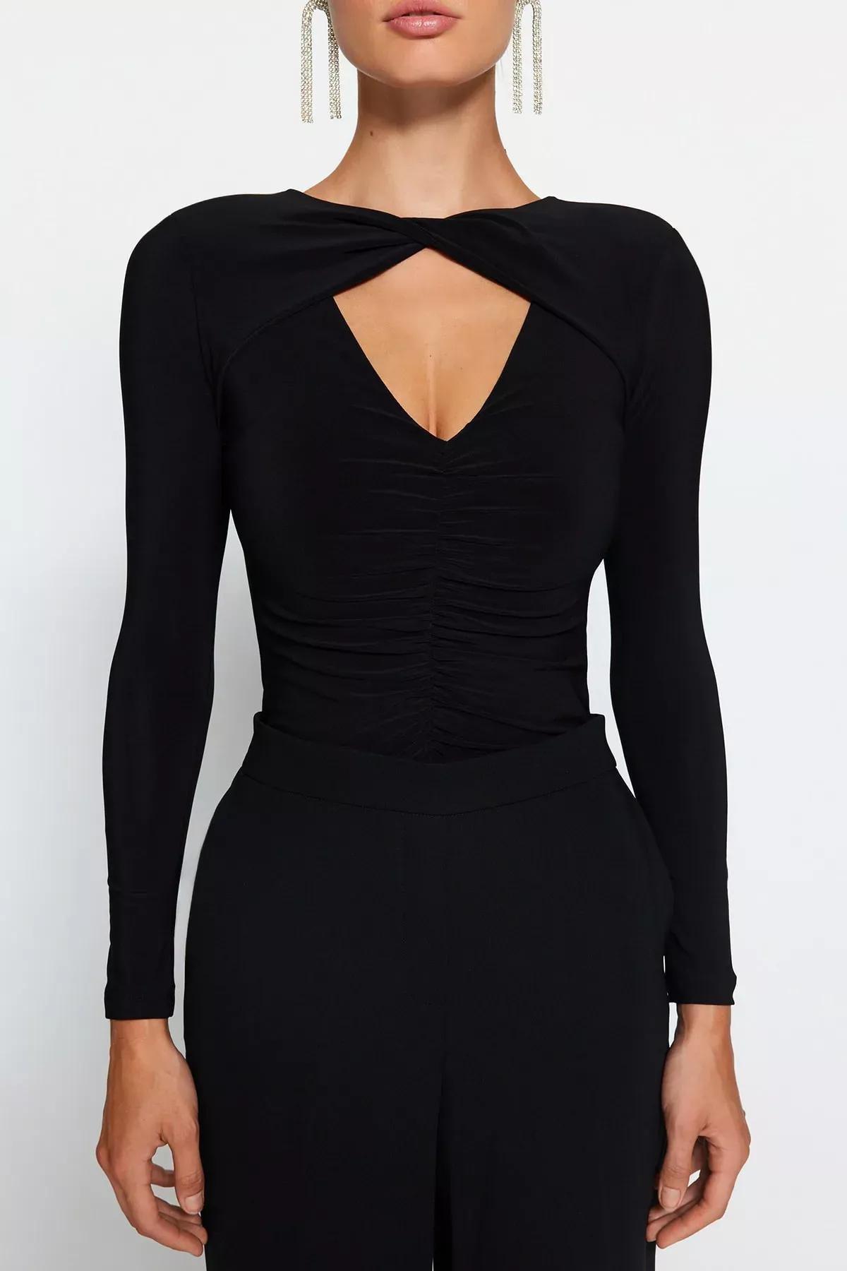 Black Knitted Body With Window Detail, , large image number 3