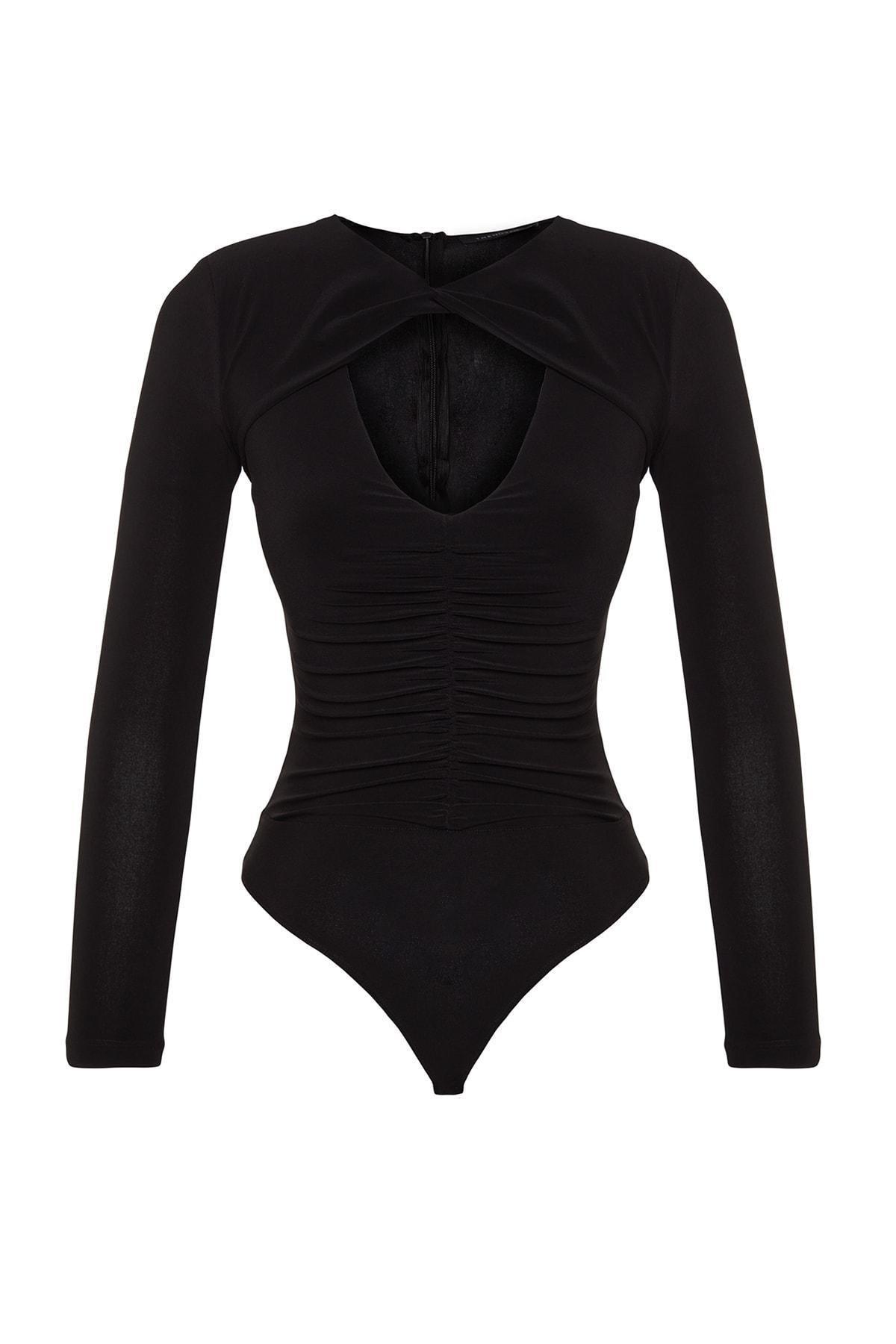 Trendyol - Black Knitted Body With Window Detail