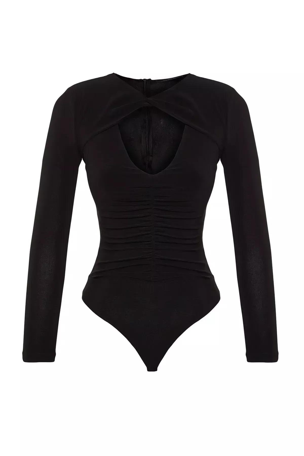 Black Knitted Body With Window Detail, , large image number 5