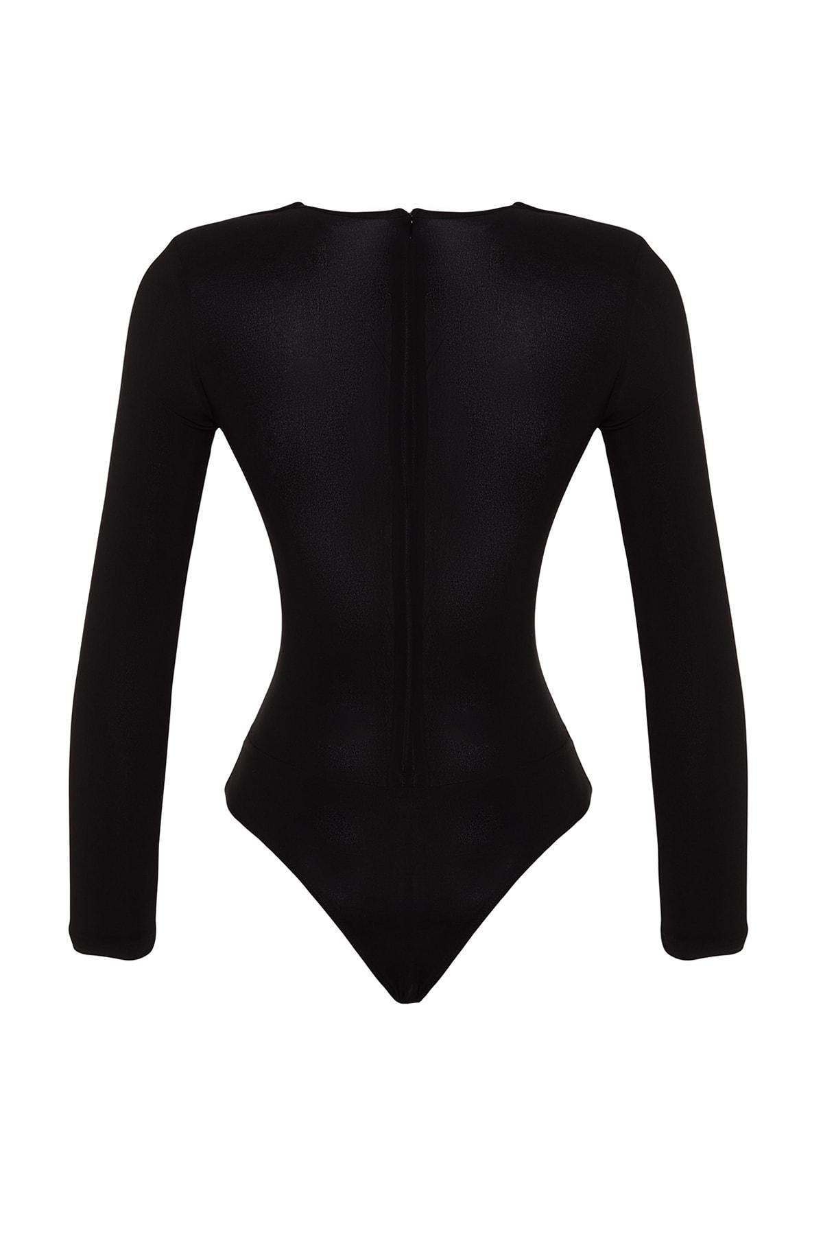 Black Knitted Body With Window Detail, , large image number 6