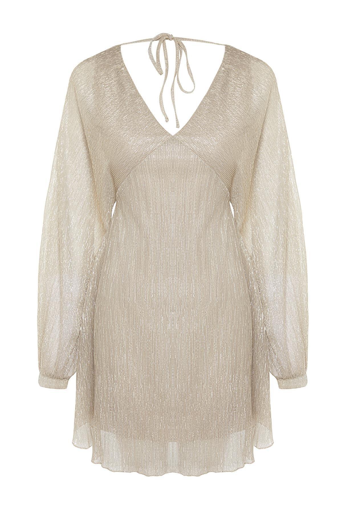 Gold Shimmering Skater Evening Dress, , large image number 5