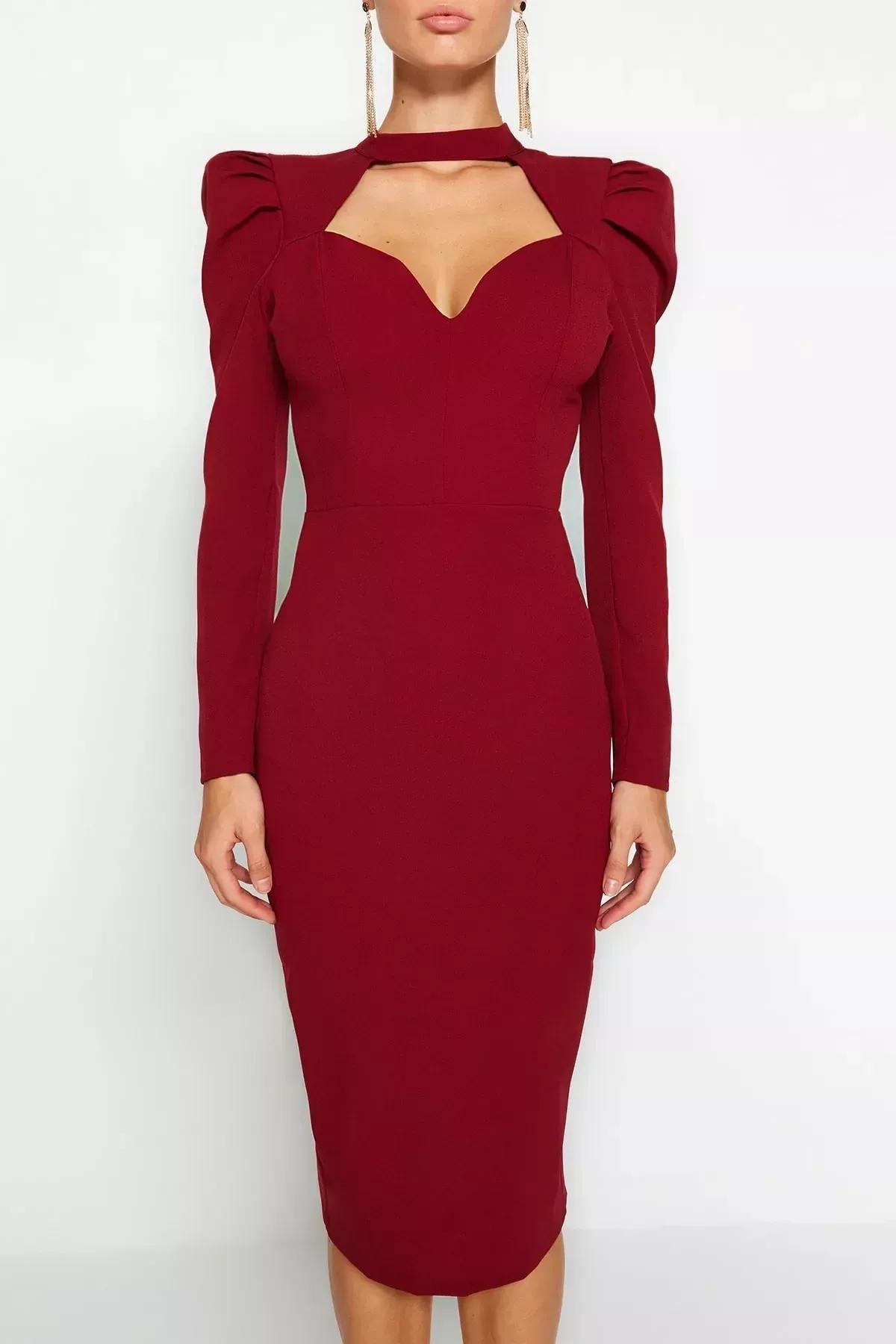 Red Wrap Over Evening Dress, , large image number 3