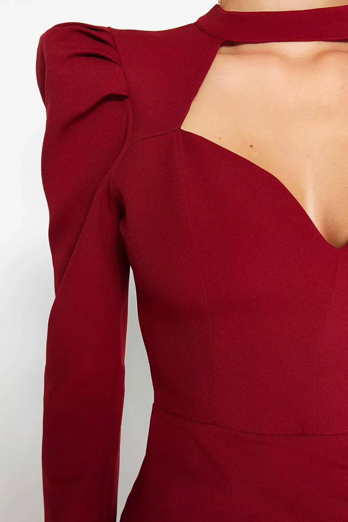 Red Wrap Over Evening Dress, , large image number 4
