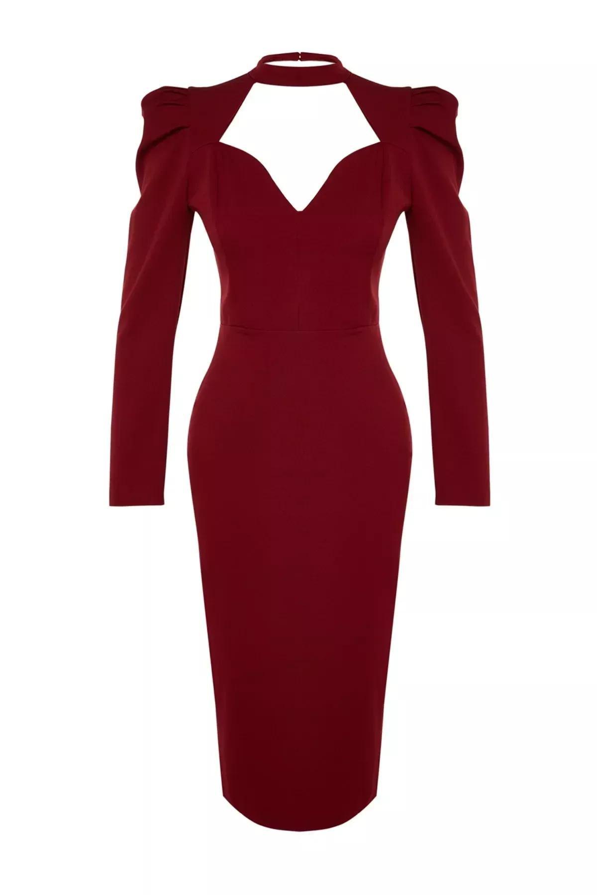 Red Wrap Over Evening Dress, , large image number 5