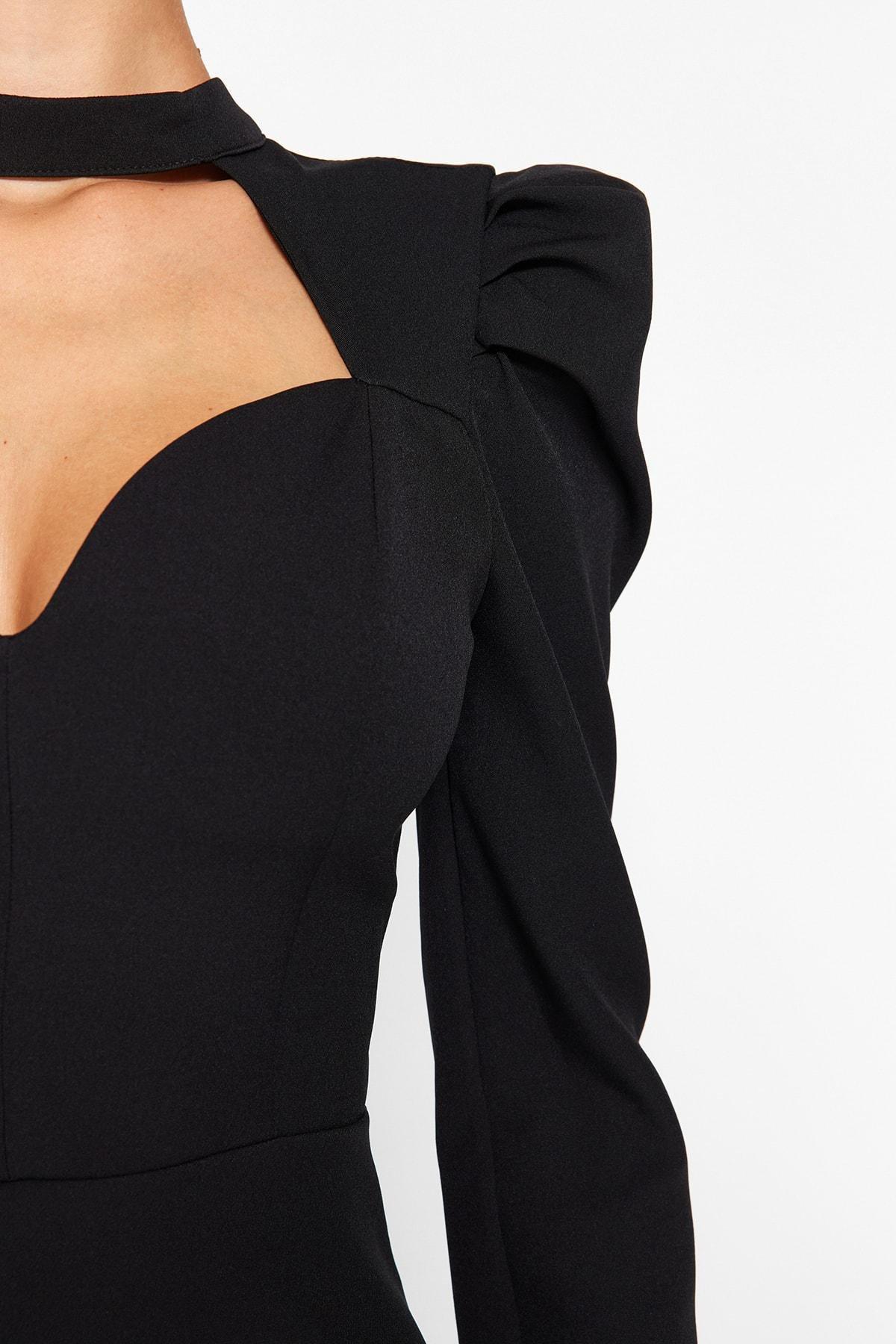 Black Wrap Over Fitted Occasion Wear Dress, , large image number 4