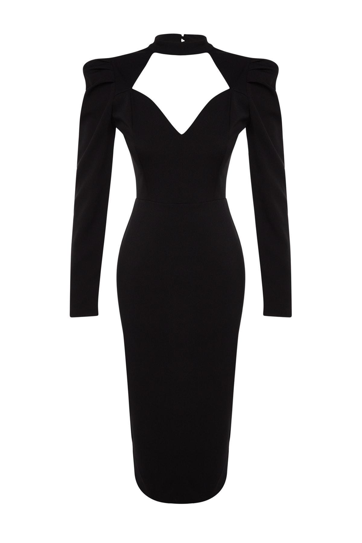 Black Wrap Over Fitted Occasion Wear Dress, , large image number 5