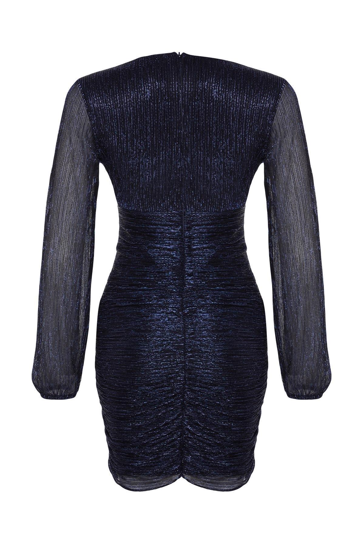 Trendyol - Navy Knitted Lined Occasionwear Dress