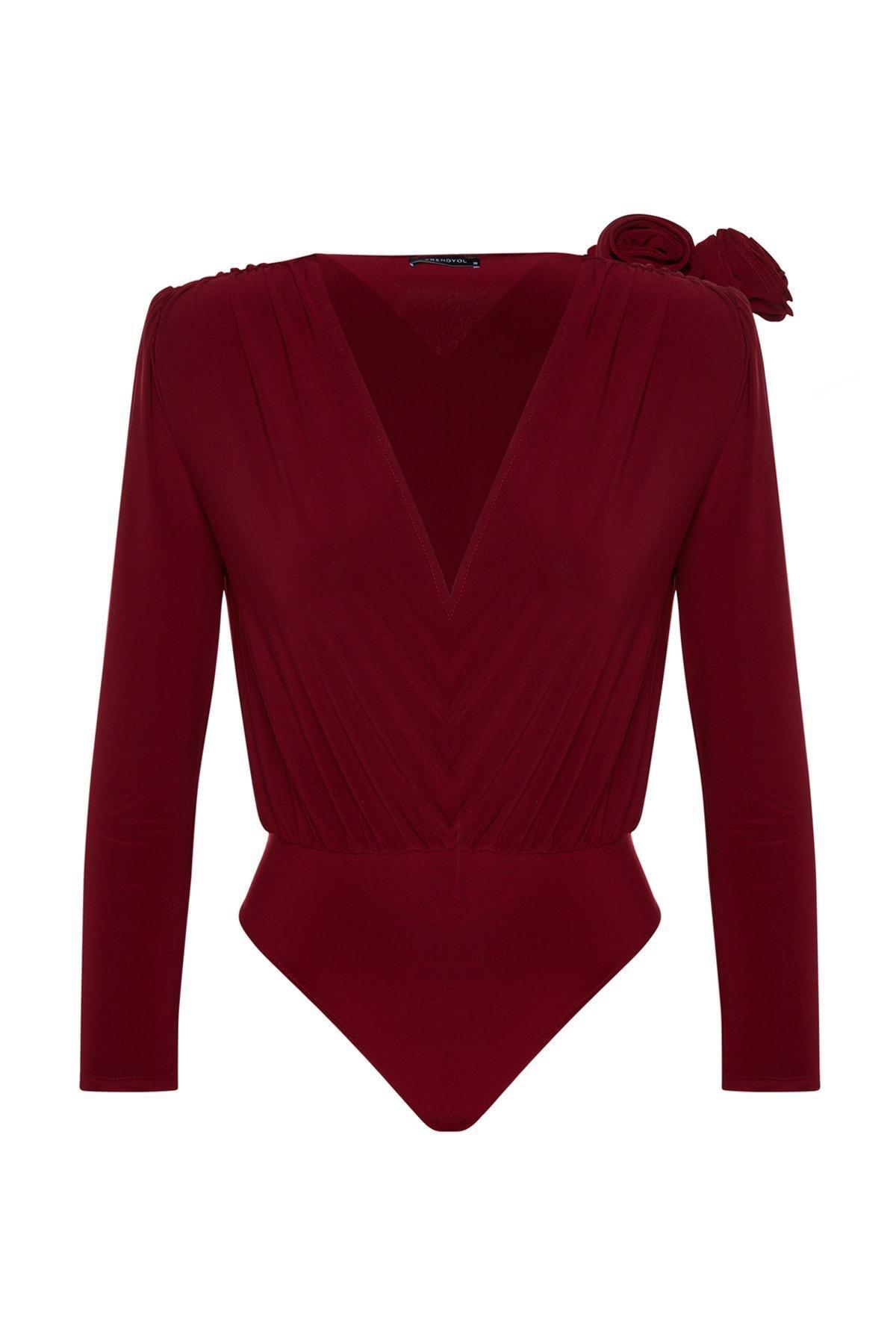 Red Low V-Neck Bodysuit, , large image number 5