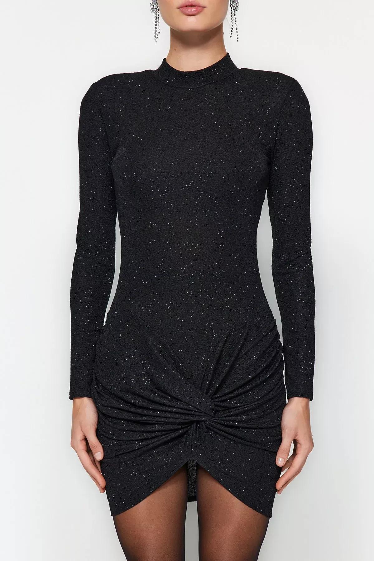 Fitted Knot Bodycon Dress, BLACK, large image number 3