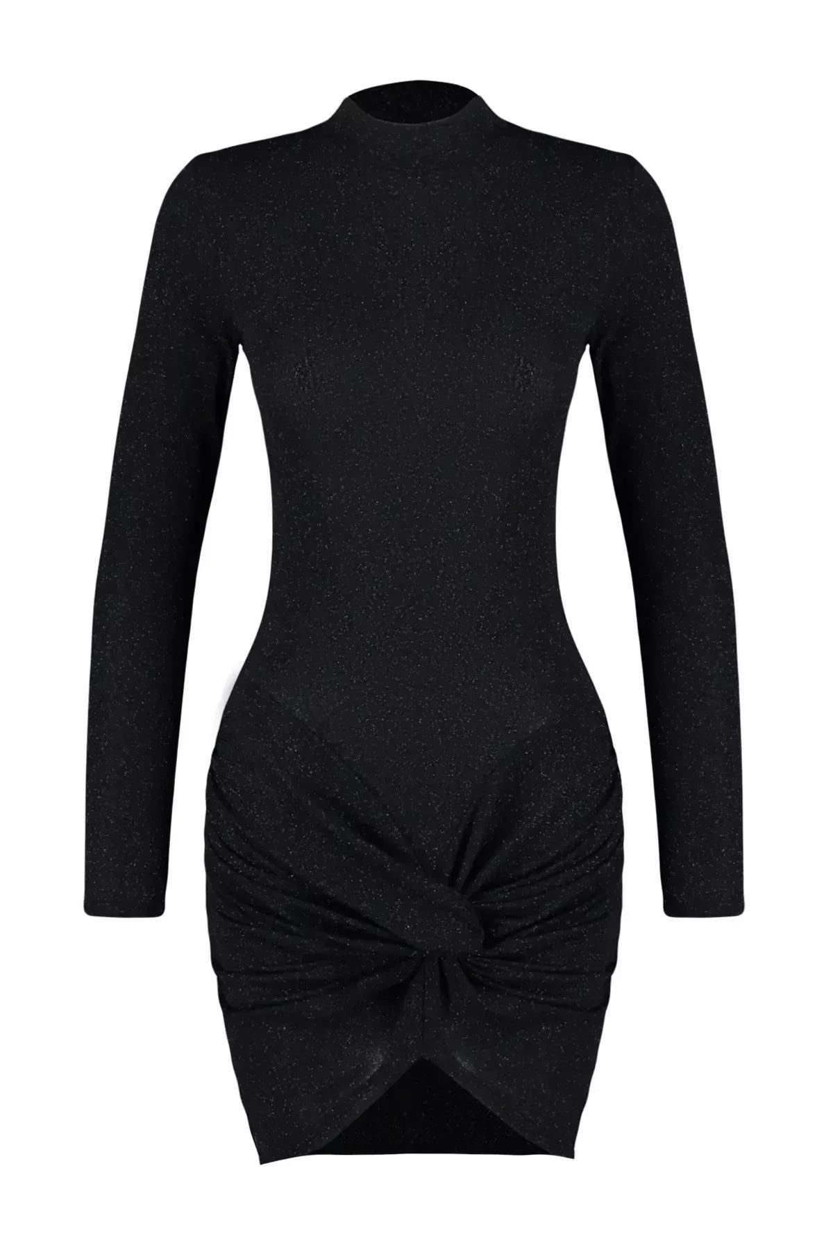 Fitted Knot Bodycon Dress, BLACK, large image number 5