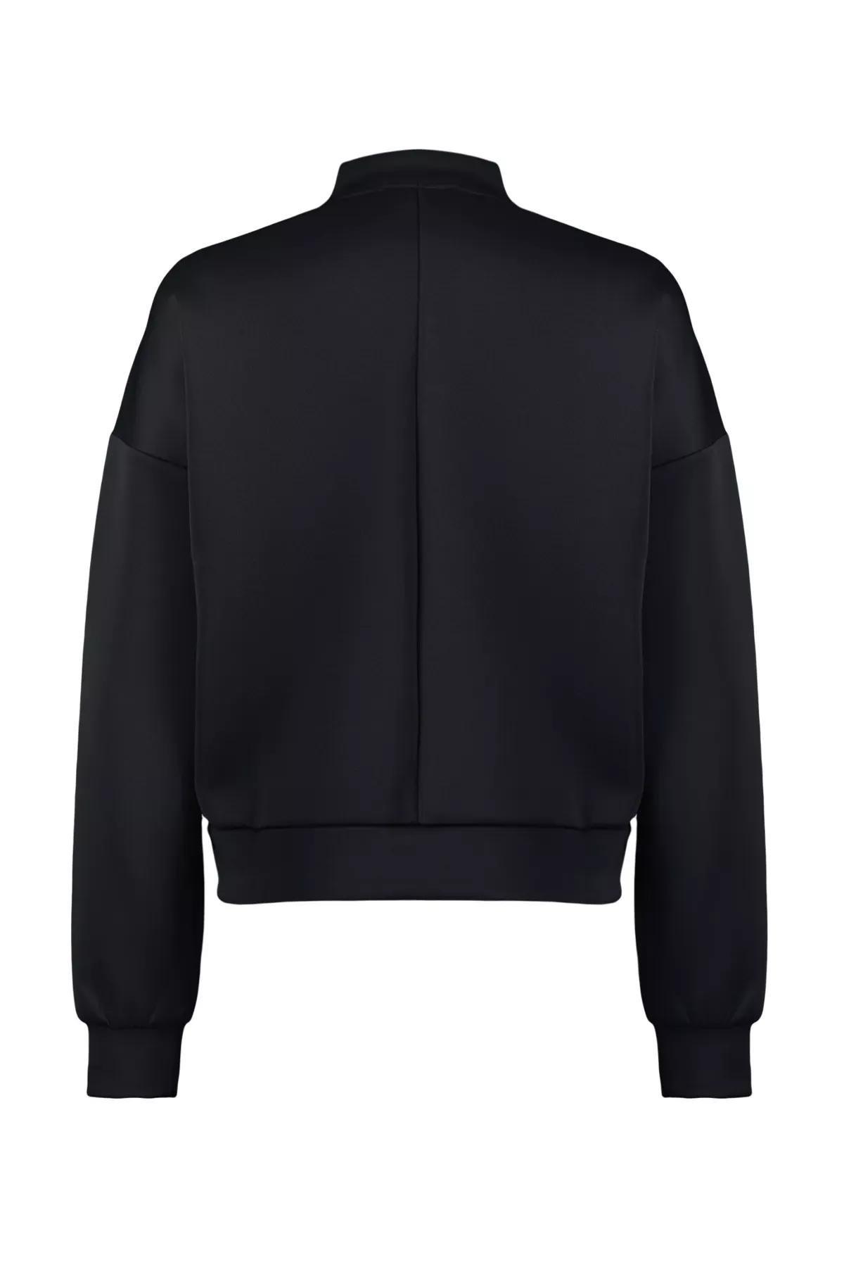 Navy Knitted Buttoned Snaped Jacket, , large image number 7