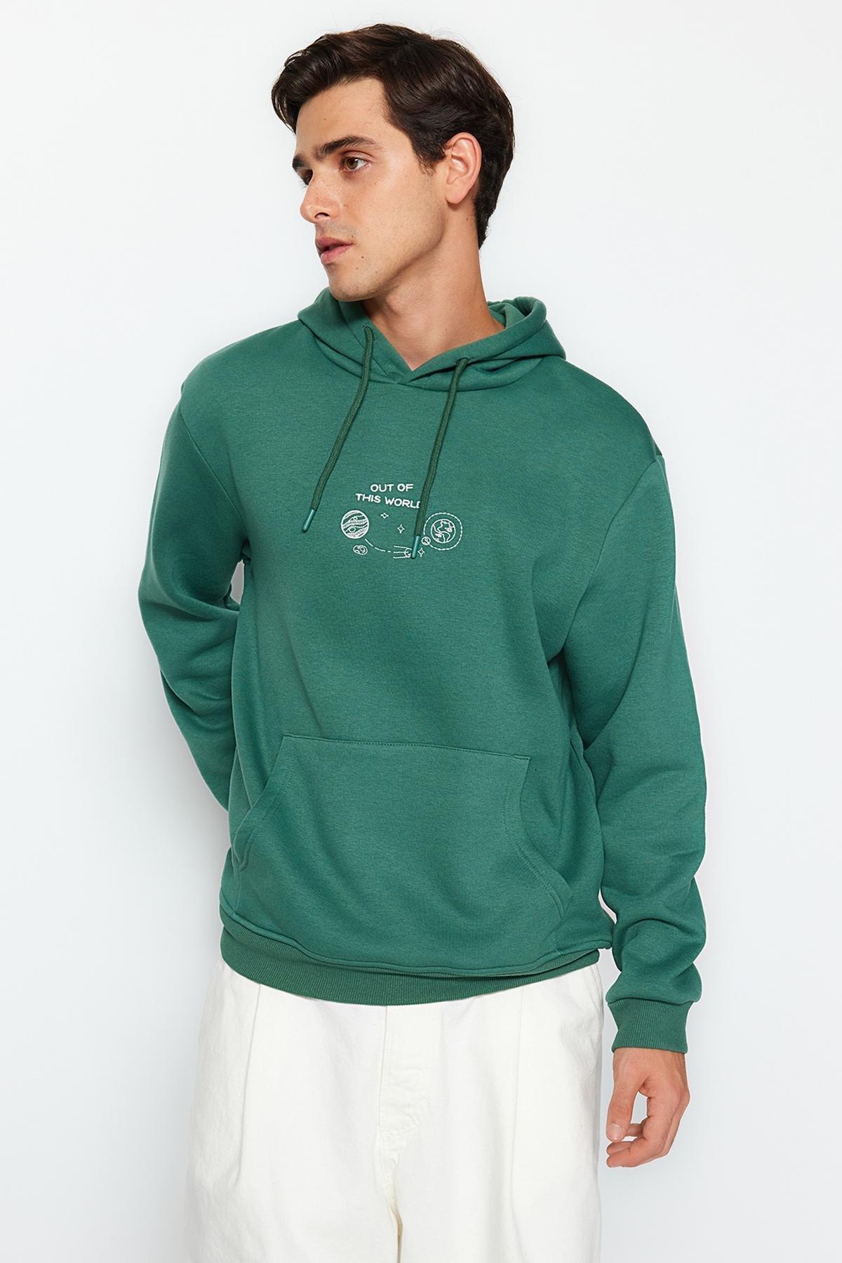 Green Space Embroidery Hoodie, , large image number 0