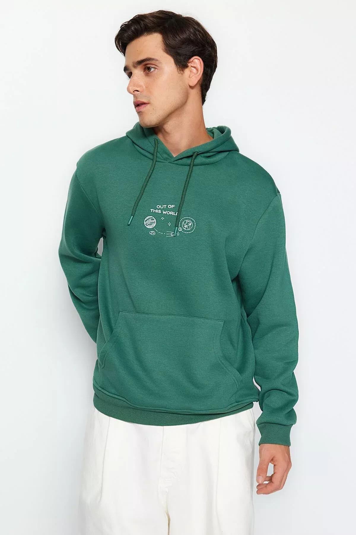 Green Space Embroidery Hoodie, , large image number 0