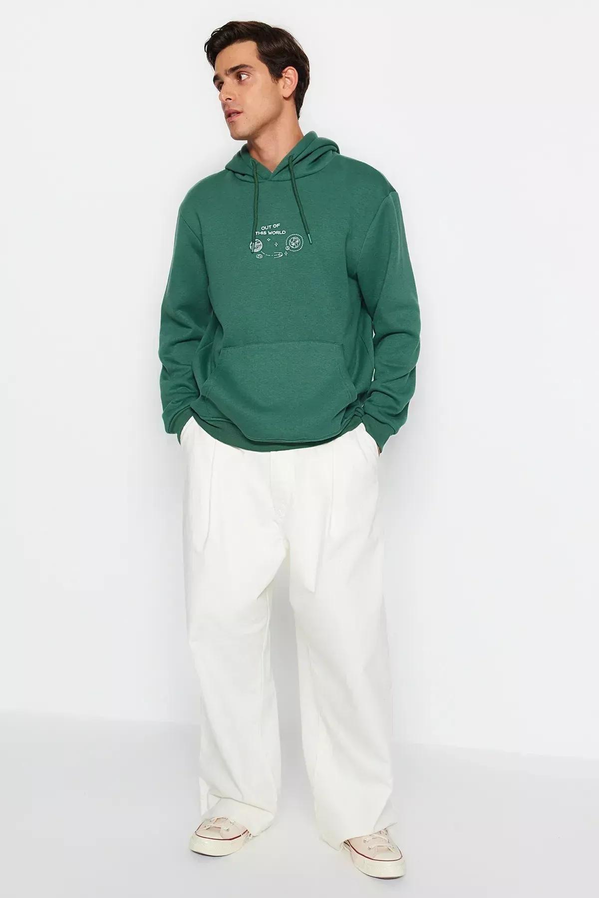Green Space Embroidery Hoodie, , large image number 1