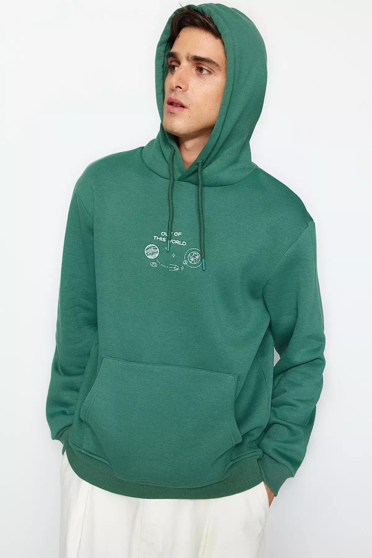 Green Space Embroidery Hoodie, , large image number 2