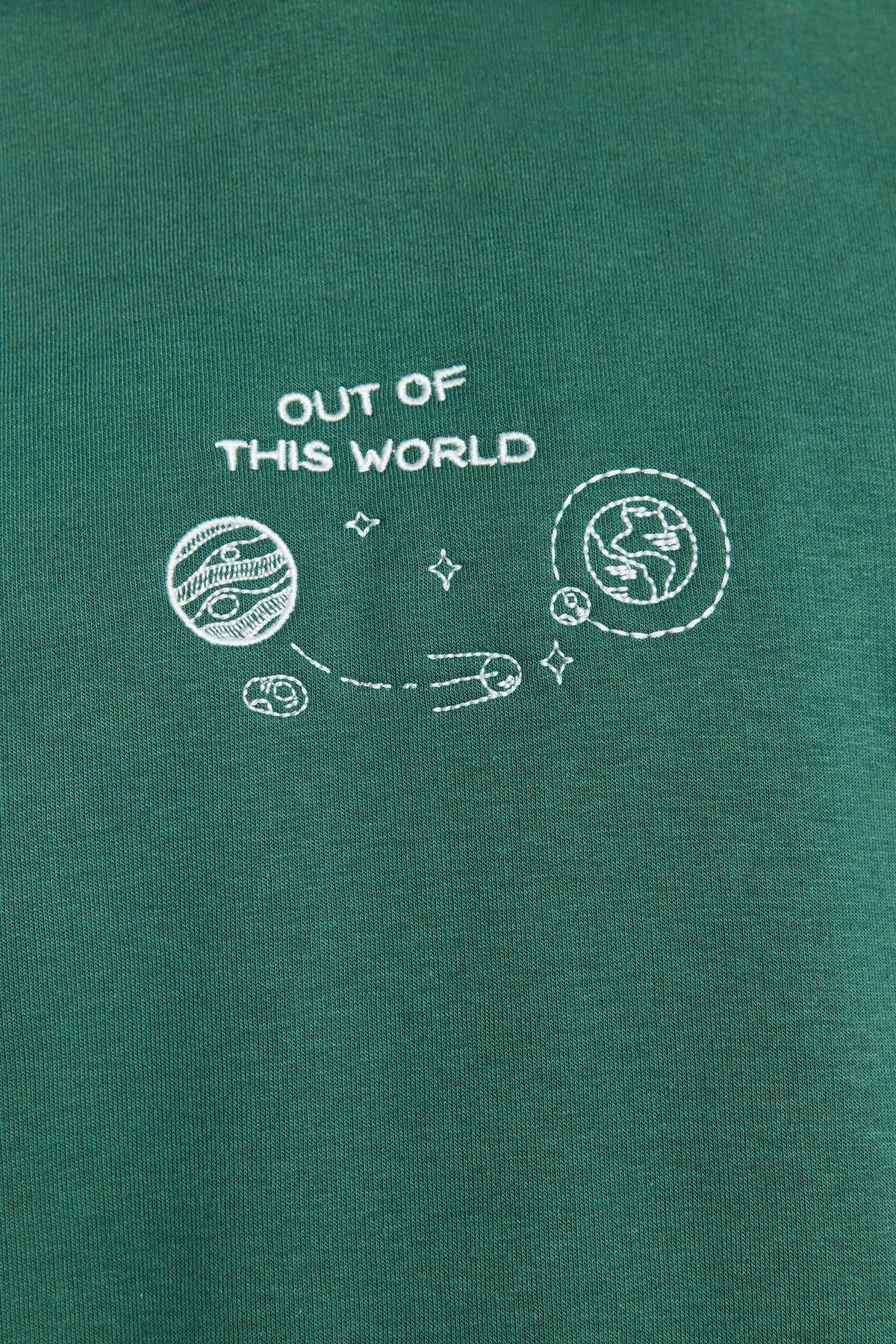 Green Space Embroidery Hoodie, , large image number 3