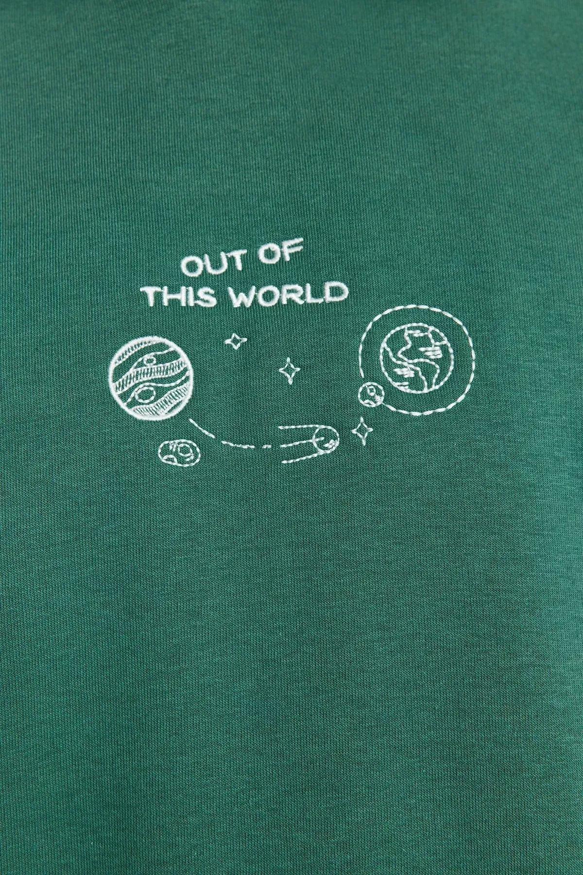 Green Space Embroidery Hoodie, , large image number 3