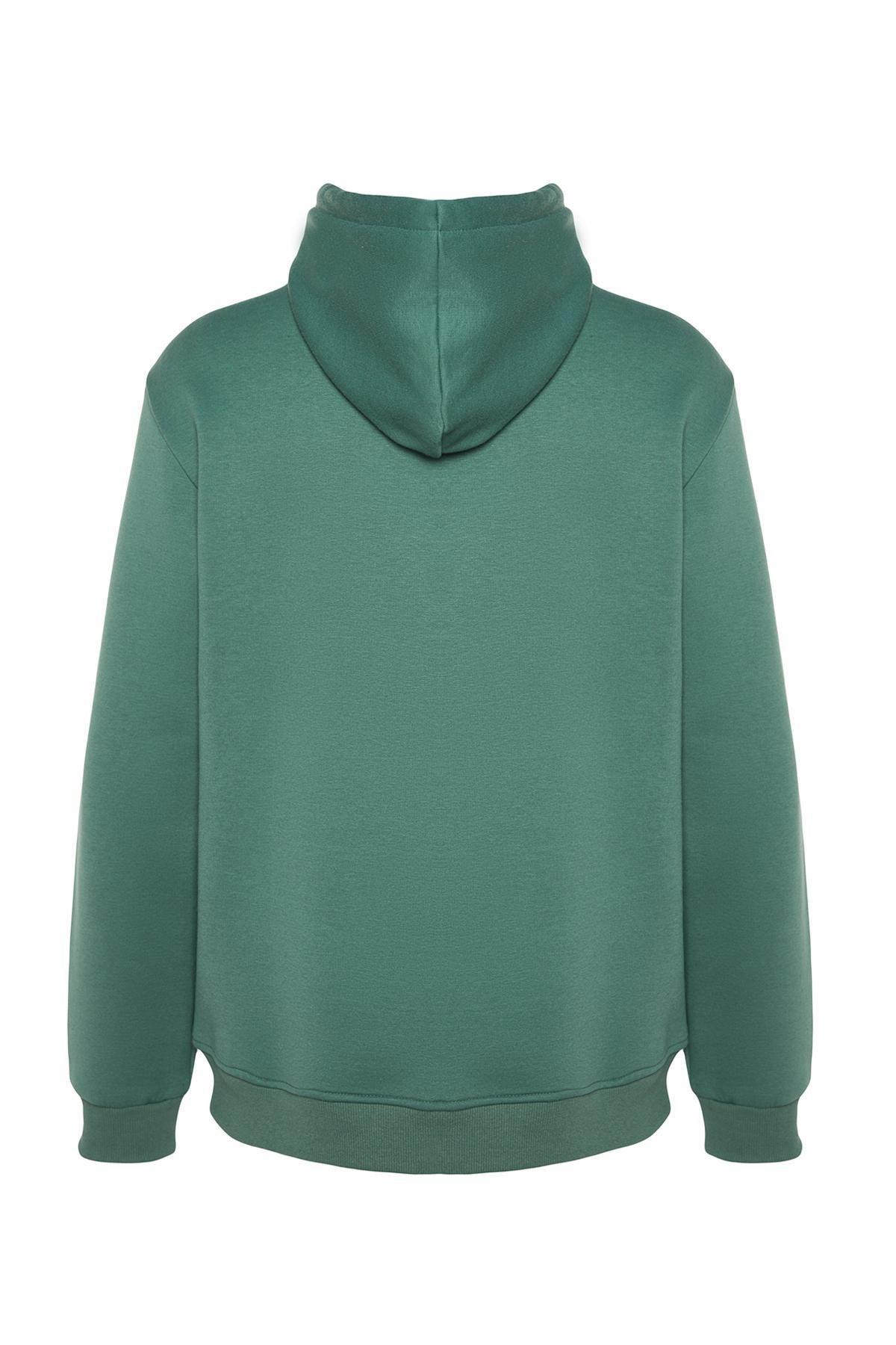 Trendyol - Green Space Embroidery Hoodie