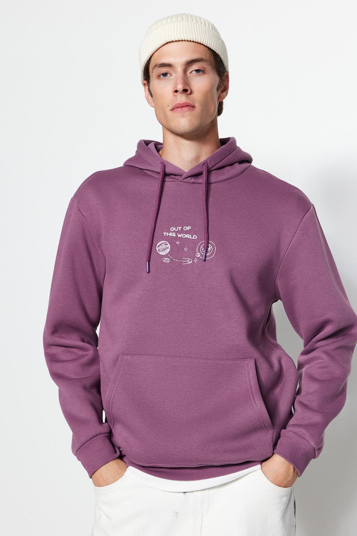 Purple Embroidered Hoodie, , large image number 0