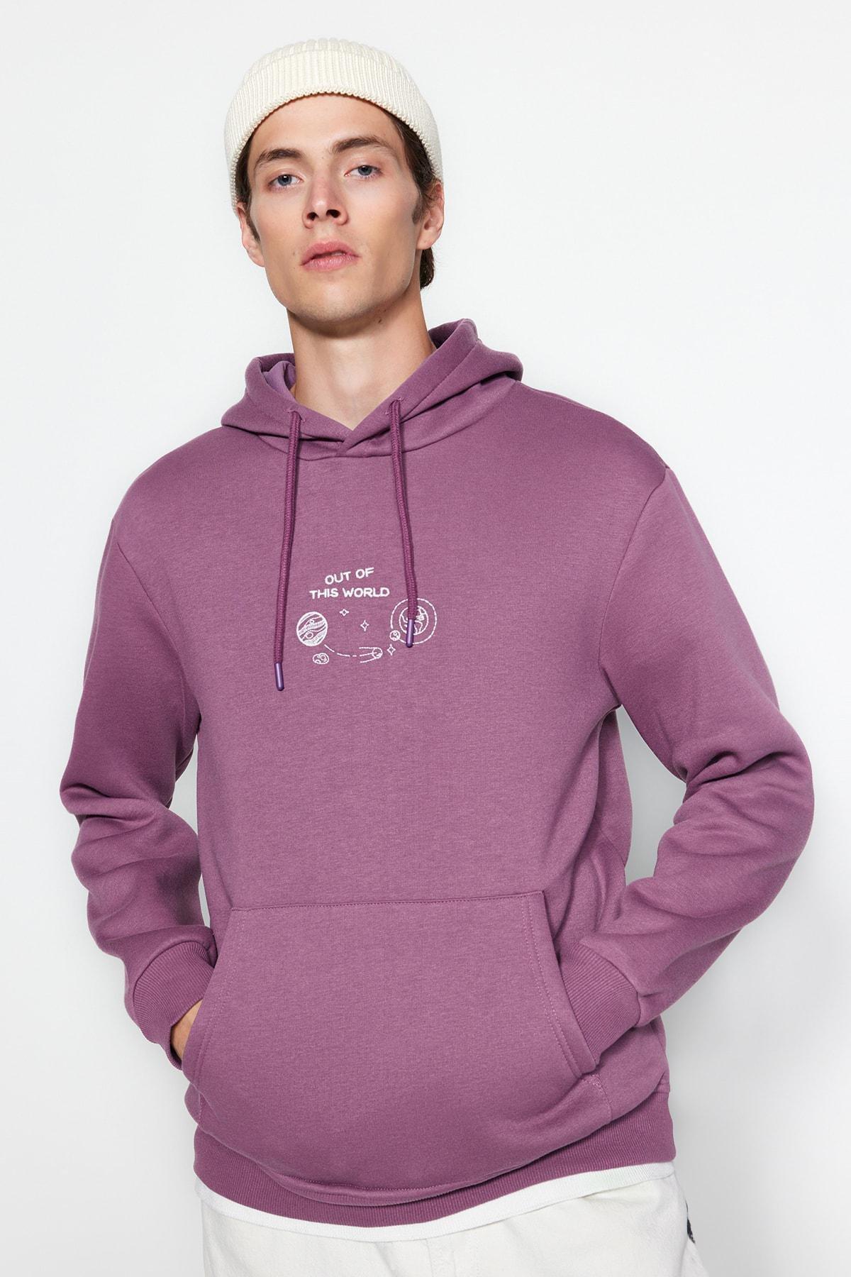 Purple Embroidered Hoodie, , large image number 2