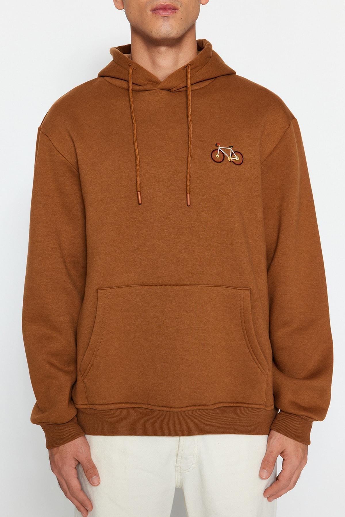 Brown Space Embroidered Hoodie, , large image number 2