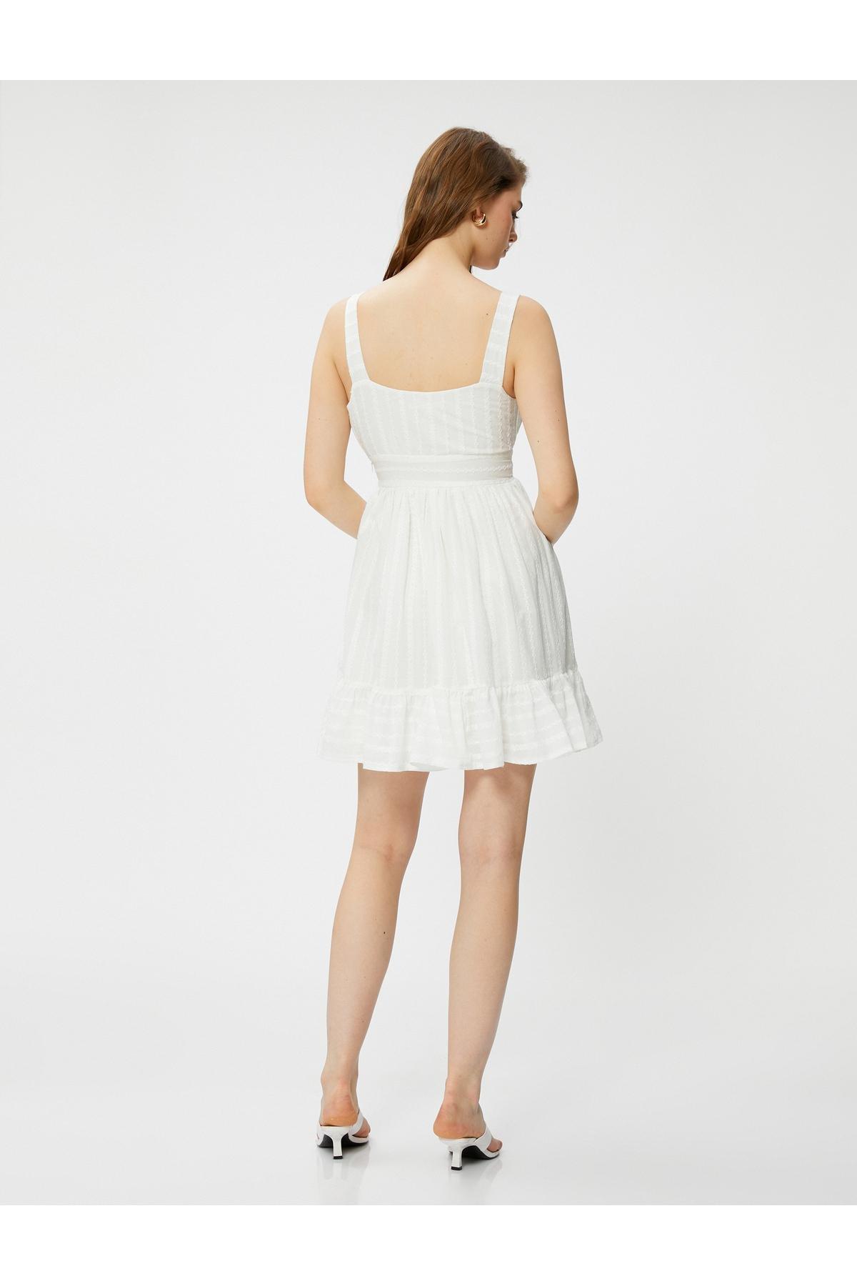 Koton - Ecru Bow Detail Mini Dress