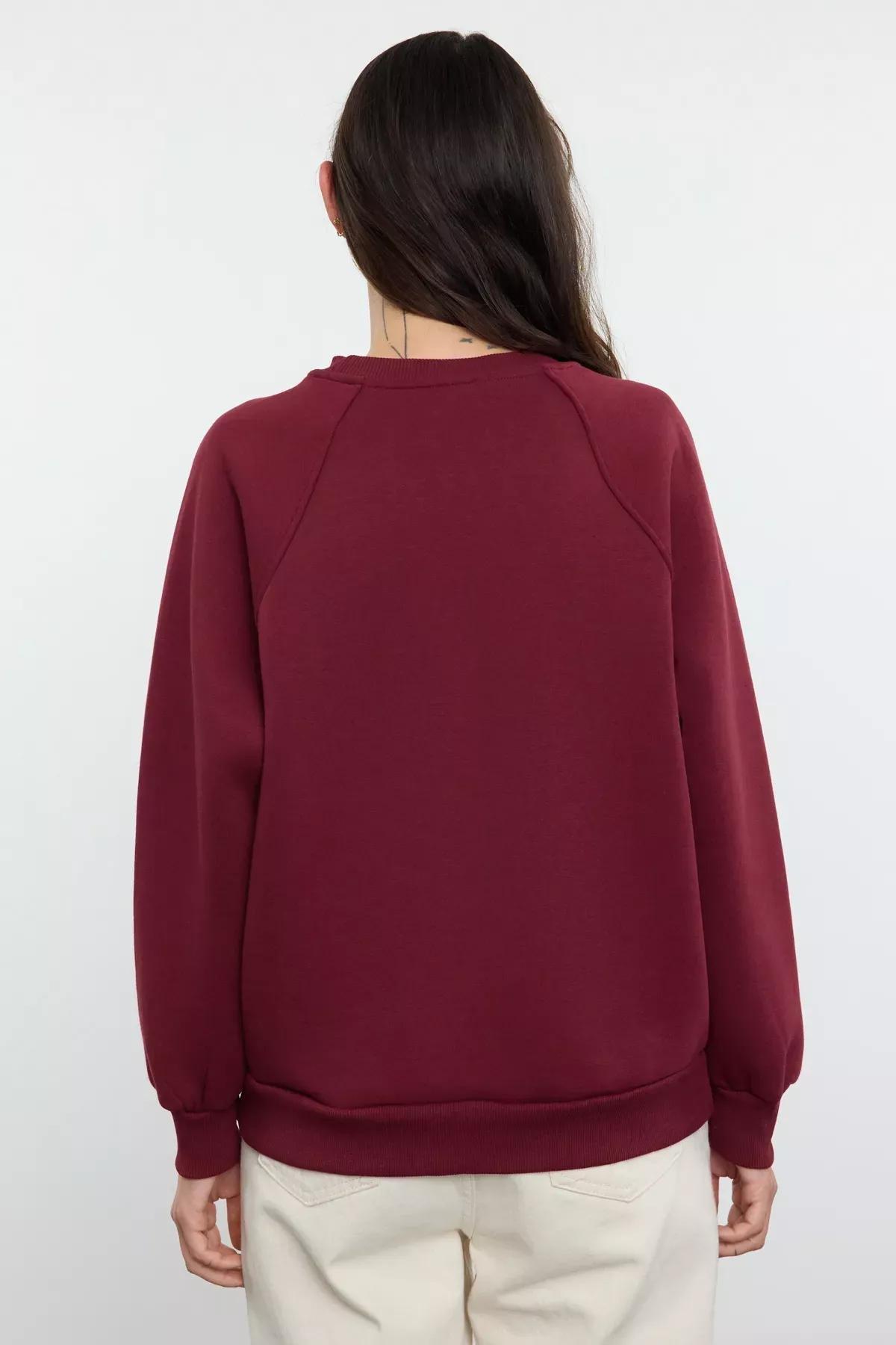 Green Pocket Detailed Woven Vest, Burgundy, large image number 4