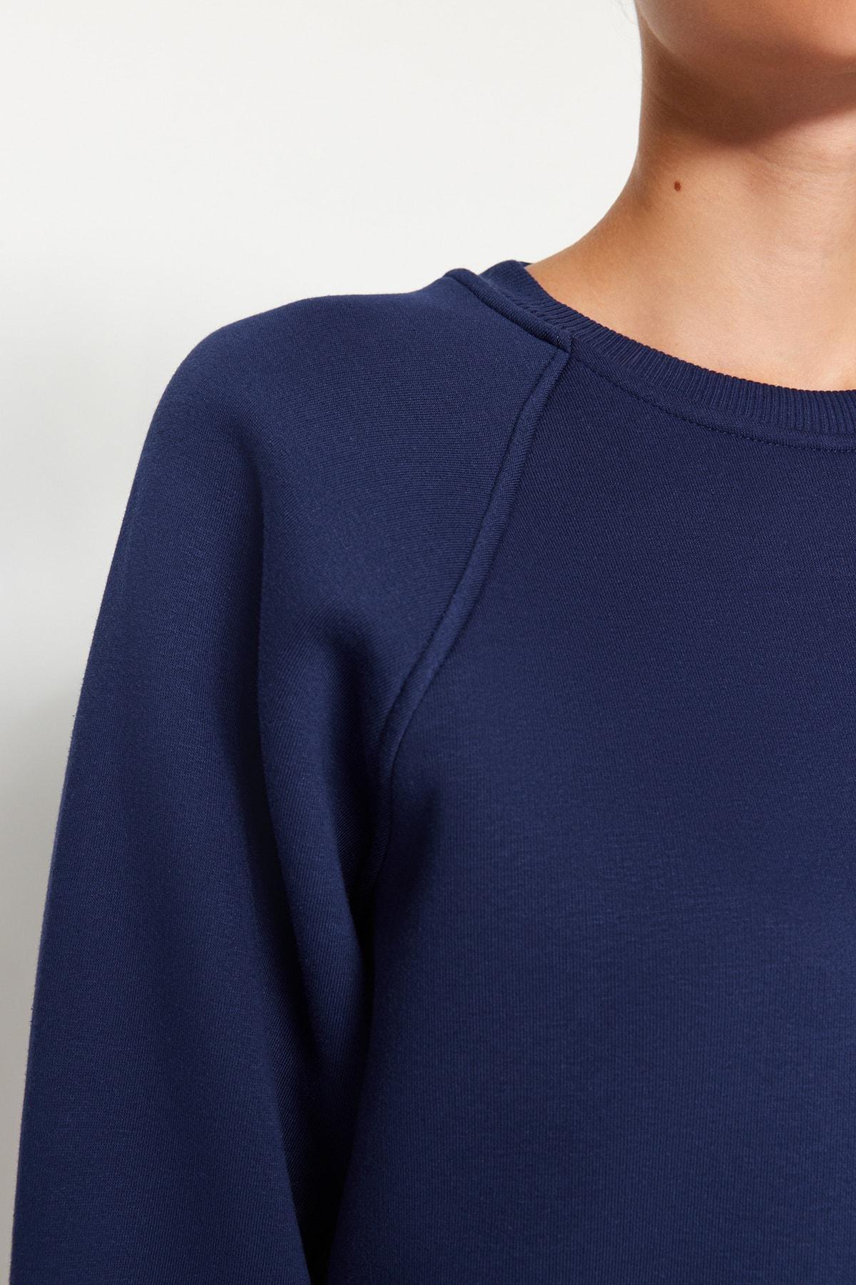Navy Raglan Sleeve Knitted Sweatshirt, , large image number 4
