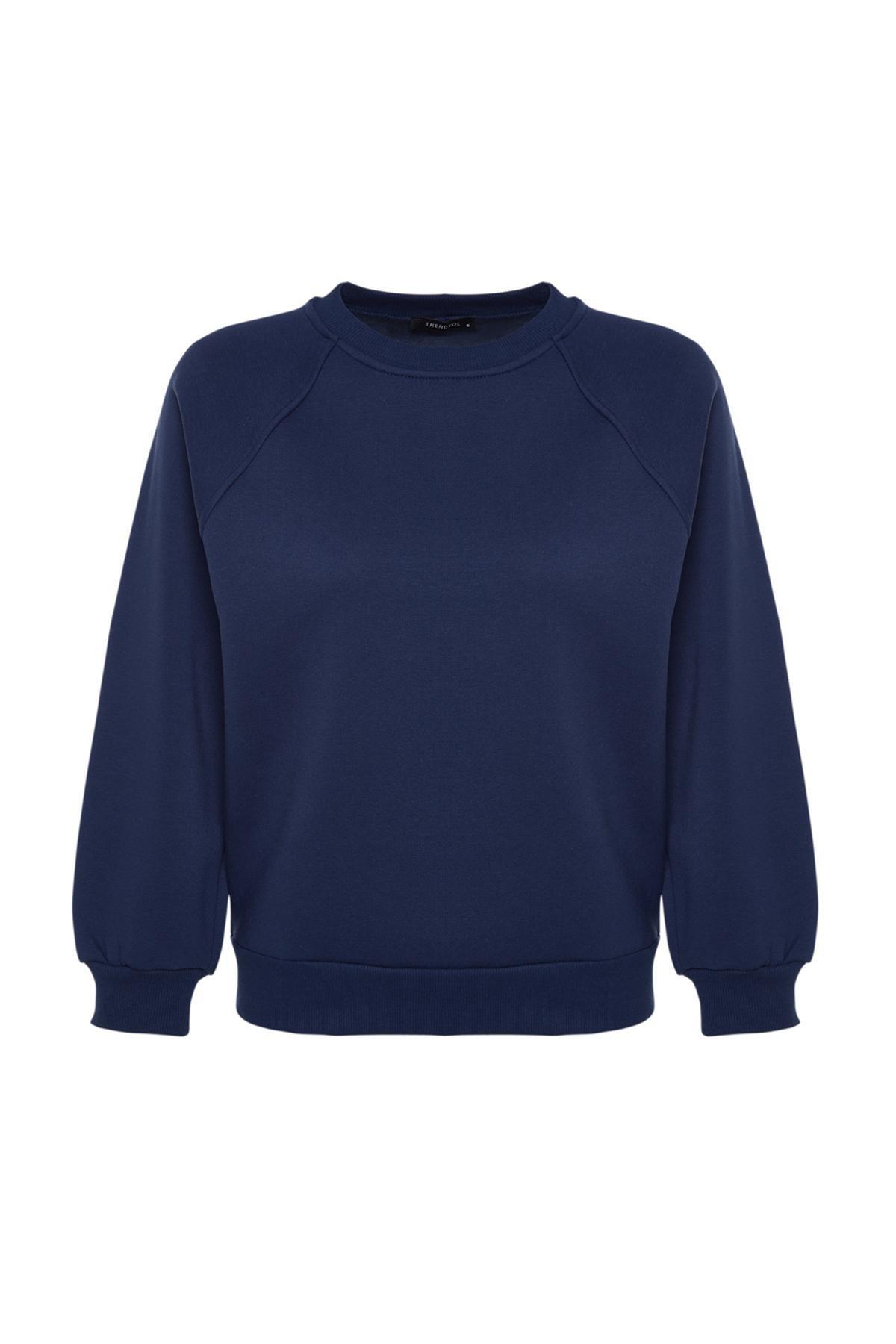 Navy Raglan Sleeve Knitted Sweatshirt, , large image number 5