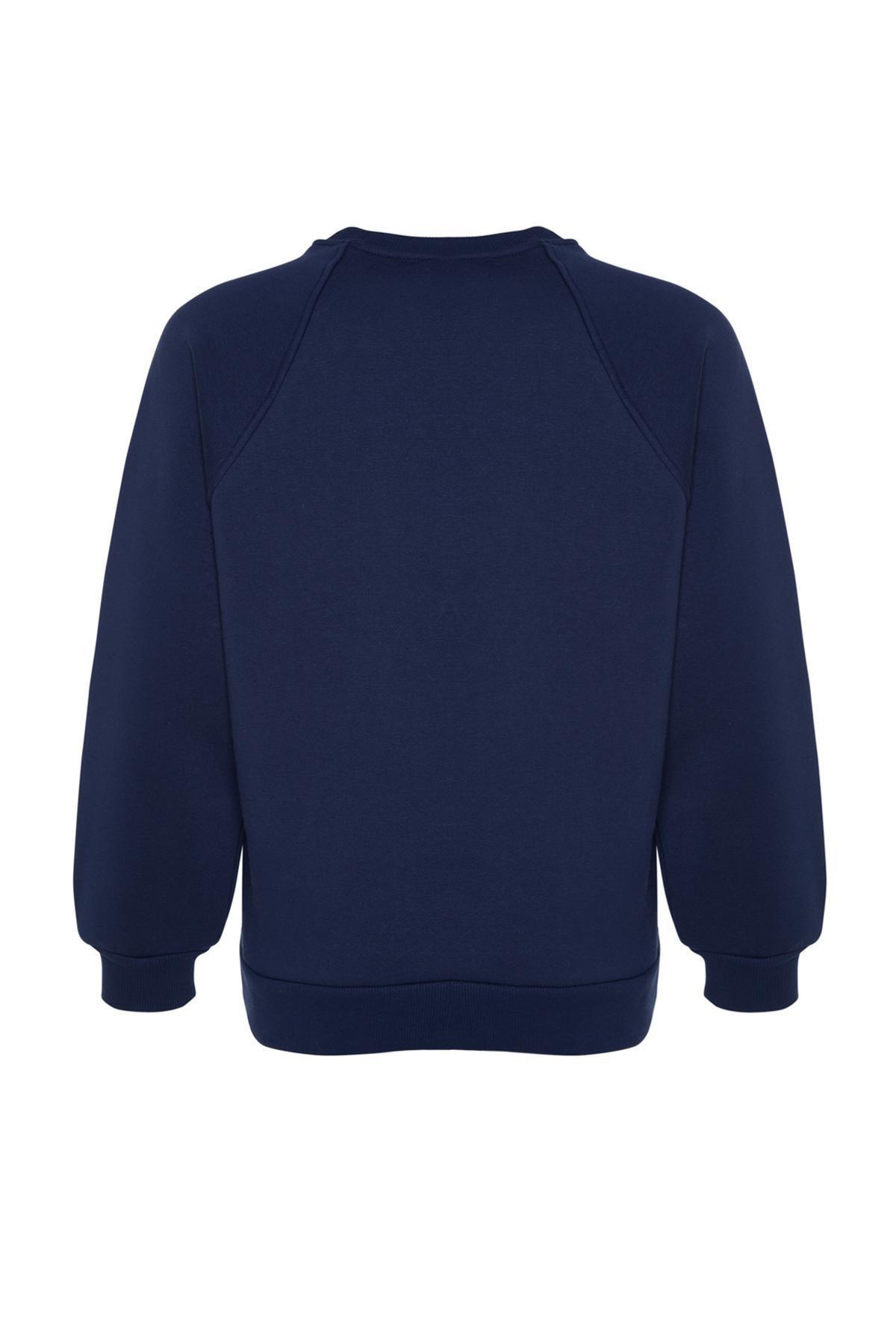 Navy Raglan Sleeve Knitted Sweatshirt, , large image number 7