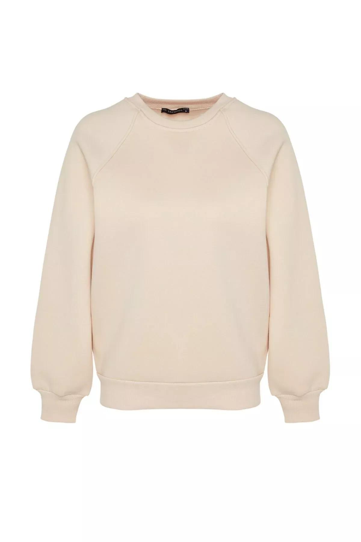 Beige Raglan Sleeve Knitted Sweatshirt, STONE, large image number 5