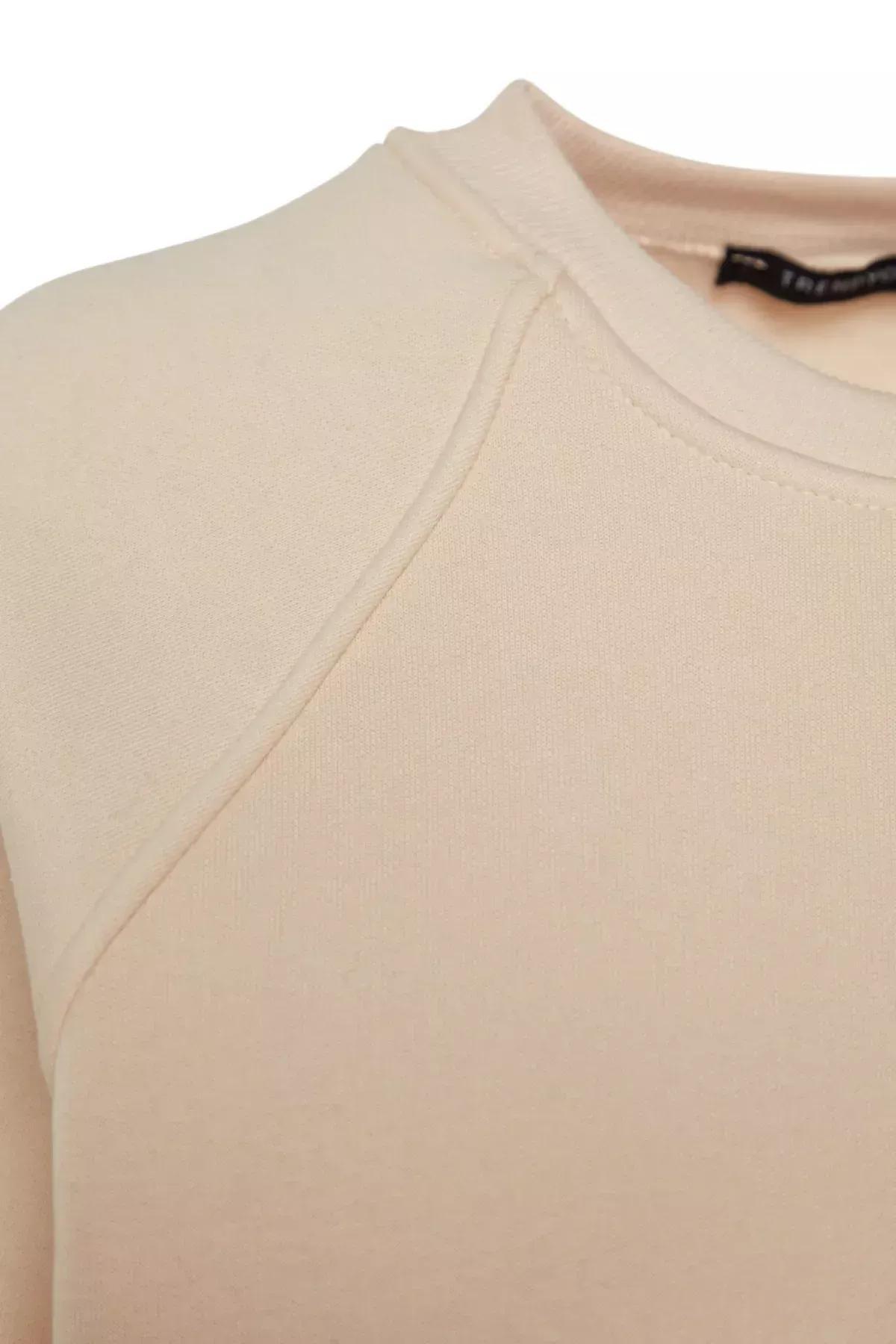 Beige Raglan Sleeve Knitted Sweatshirt, STONE, large image number 6