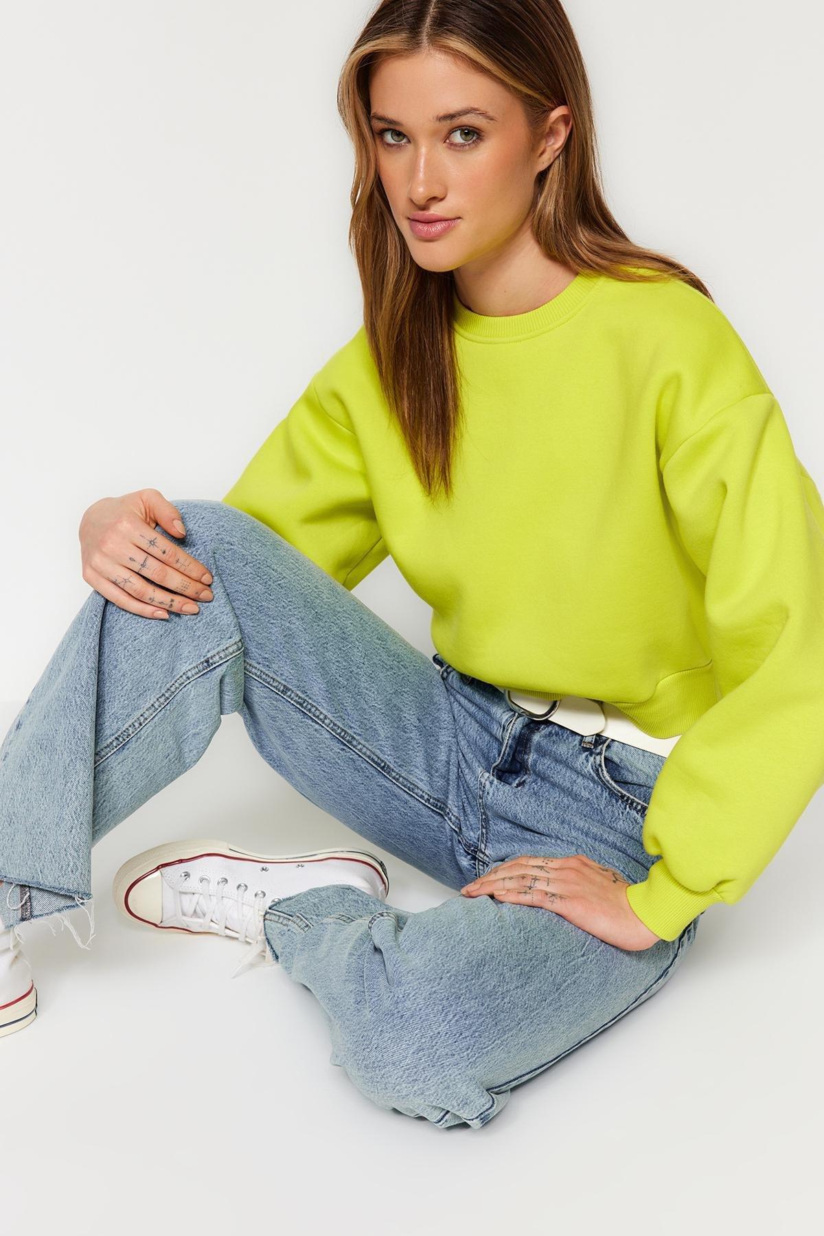 Trendyol - Yellow Fleece Inside Knitted Sweatshirt