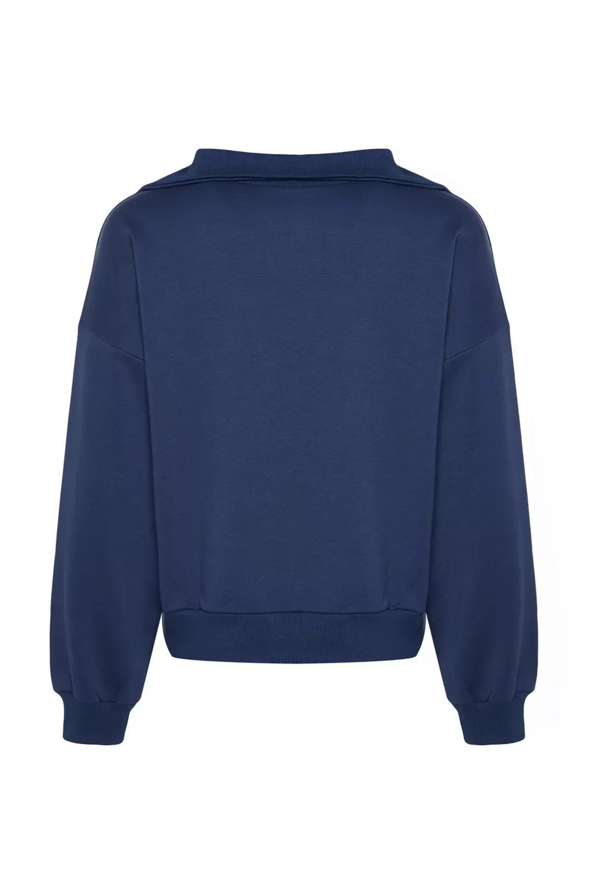 سويتشيرت مُحاك بقصة فضفاضة، كحلي, Navy blue, large image number 6