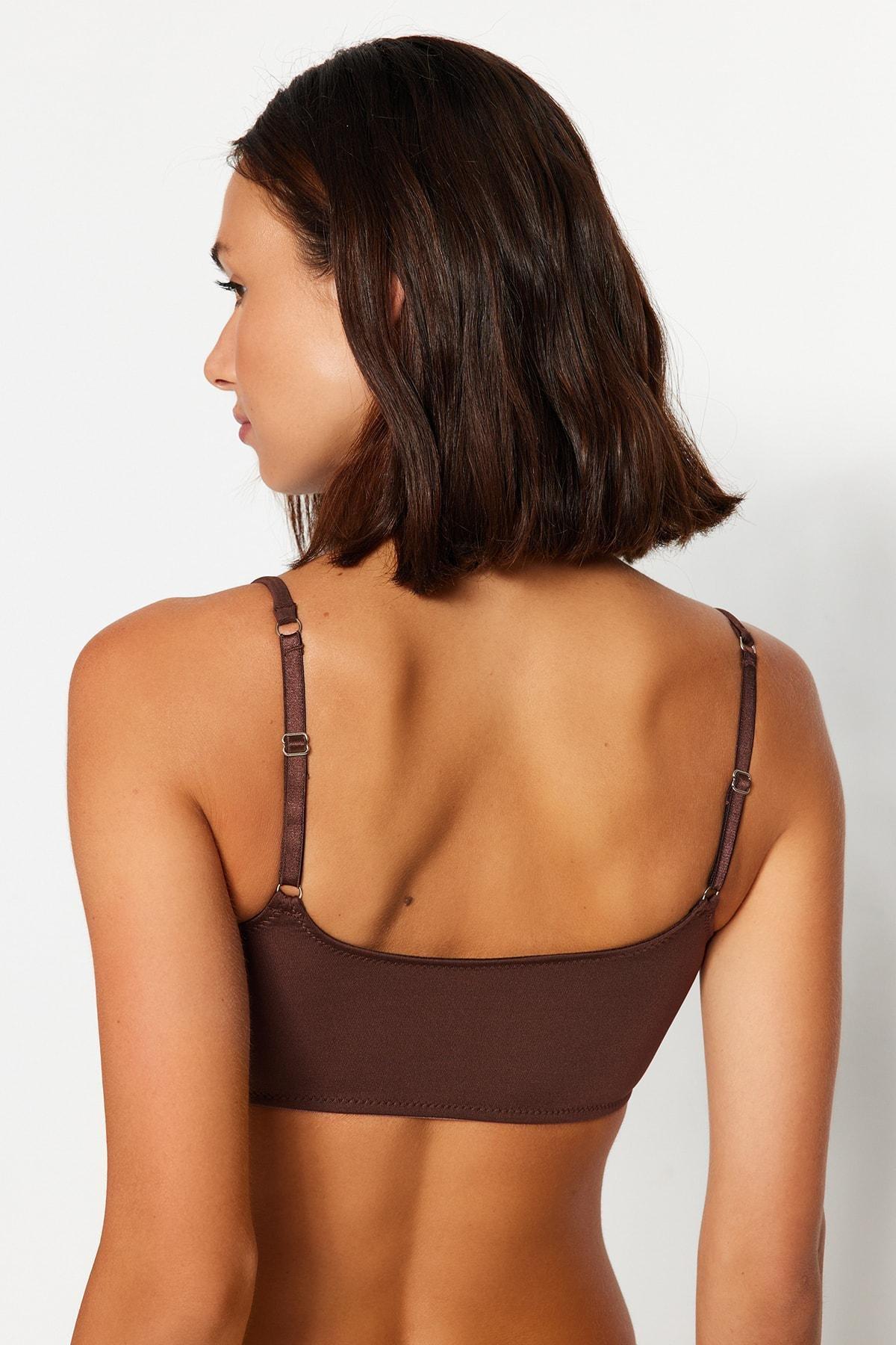 Brown Polyamide Capless Bralette Bra, Brown, large image number 6