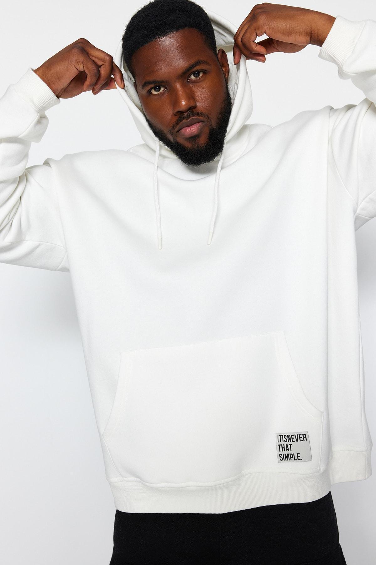White Oversized Hoodie, , large image number 0