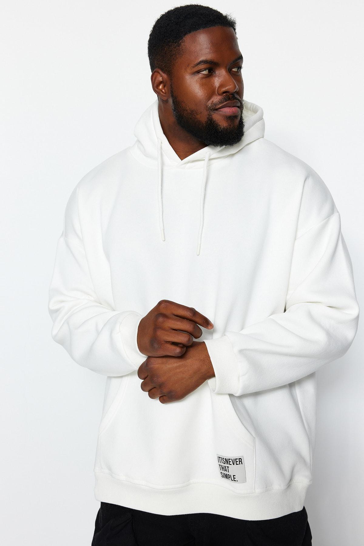 White Oversized Hoodie, , large image number 1