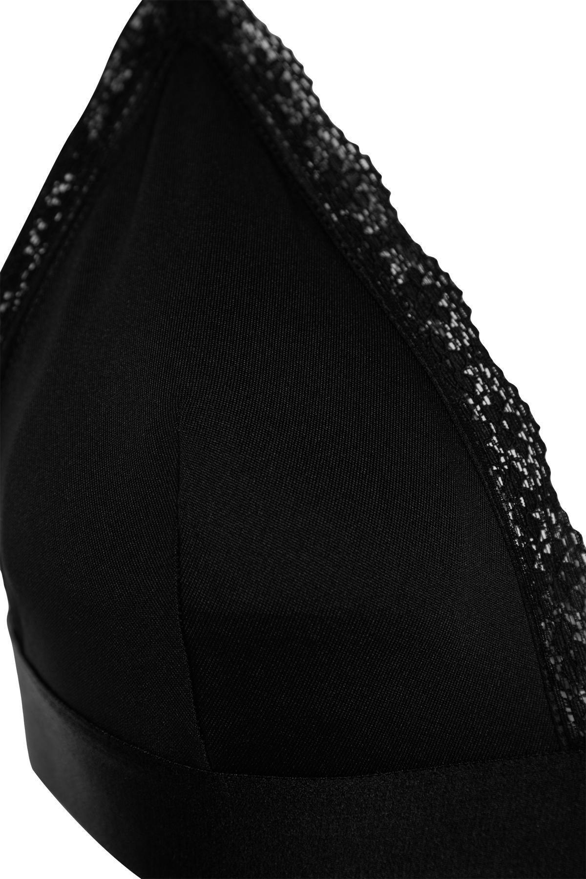 Black Laced Detailed Covered Knitted Bra, , large image number 6