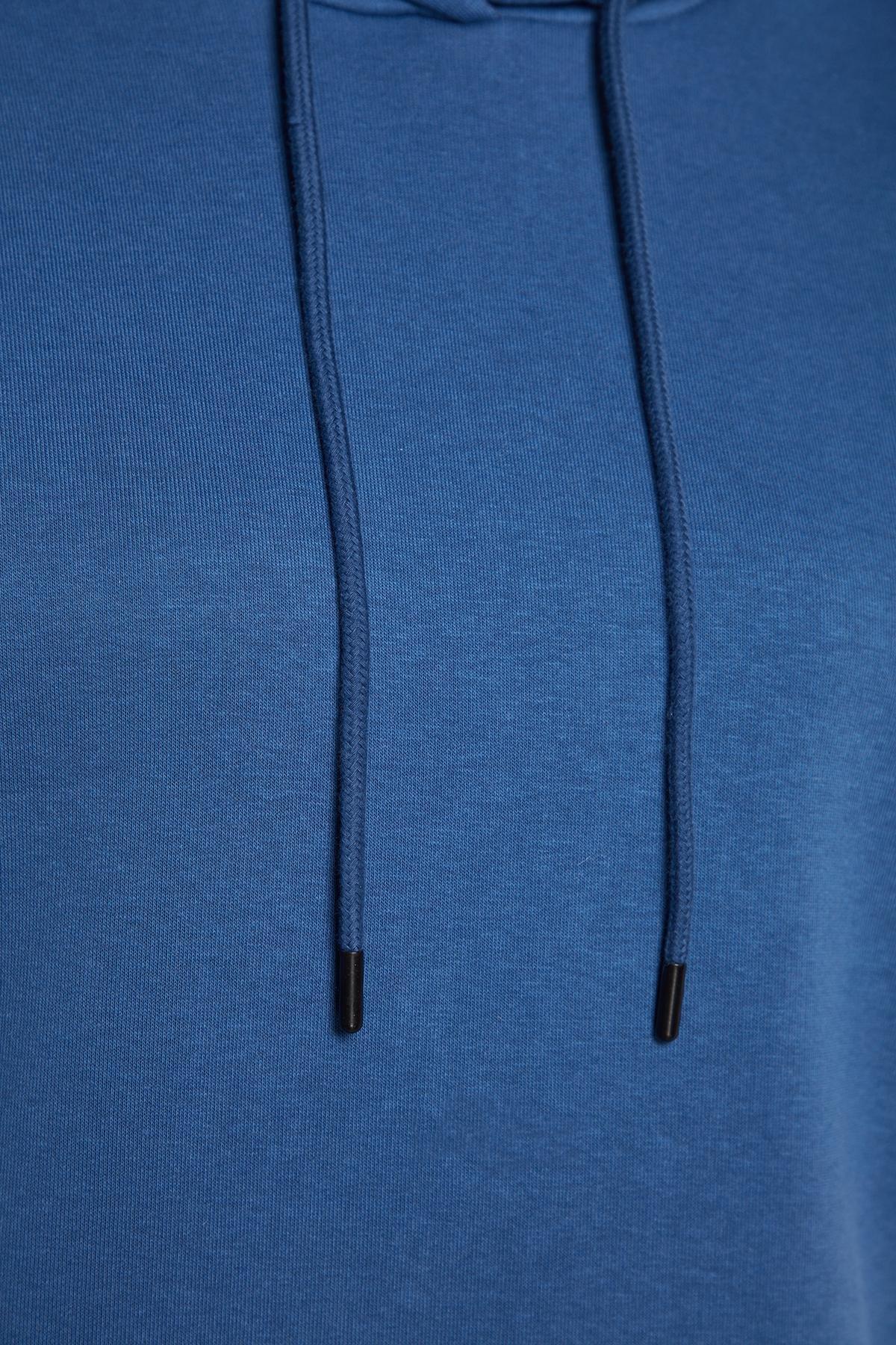 Trendyol - Blue Detailed Hooded Knitted Sweatshirt