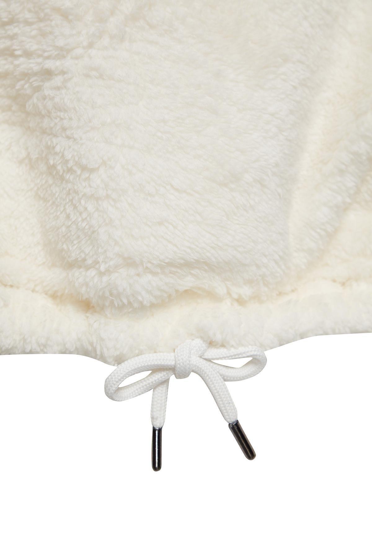White Oversize Half Zip Hoodie, , large image number 7